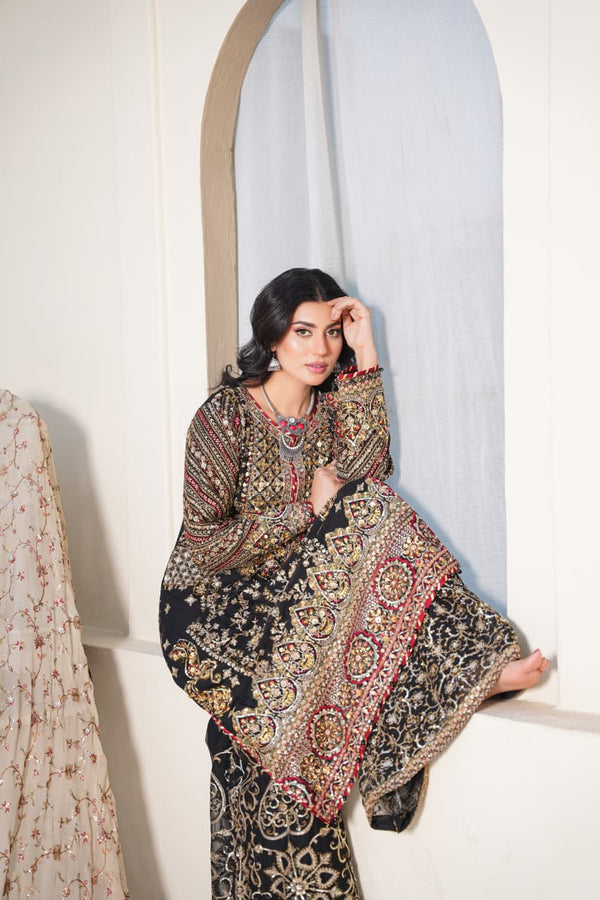 Sajni Embellished Chiffon Wedding Wear Sharara SAJ21