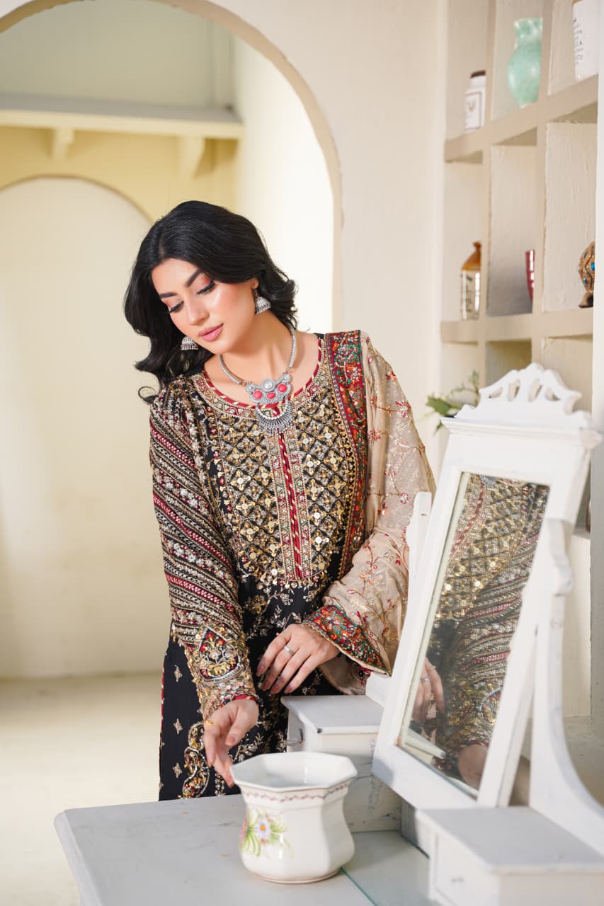 Sajni Embellished Chiffon Wedding Wear Sharara SAJ21