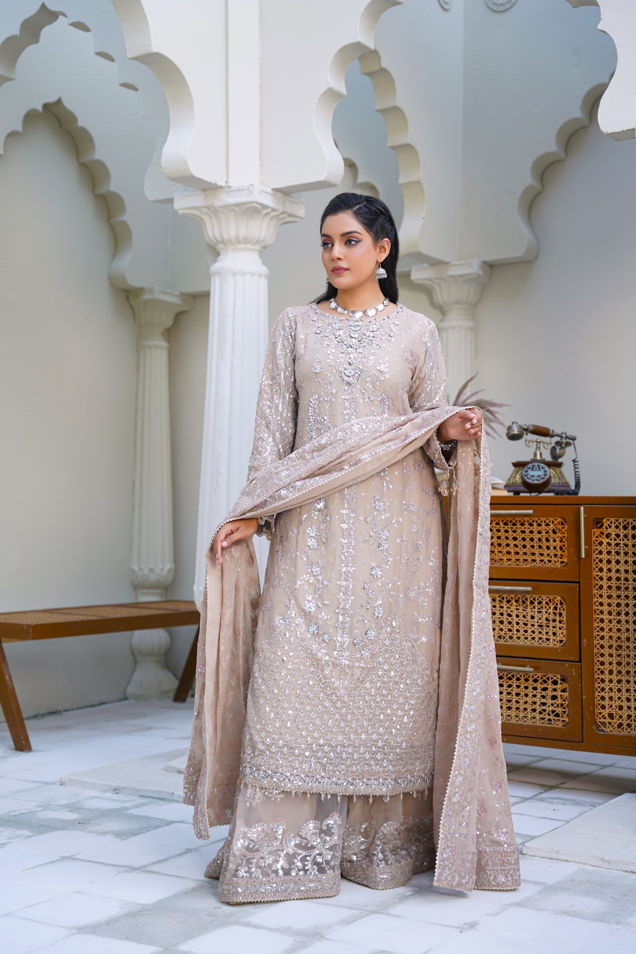 Sajni Embellished Chiffon Wedding Wear Sharara SAJ17