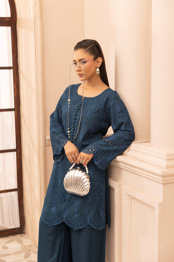 Simrans Chikankari Linen 2 Piece Co-Ord Set SIM193