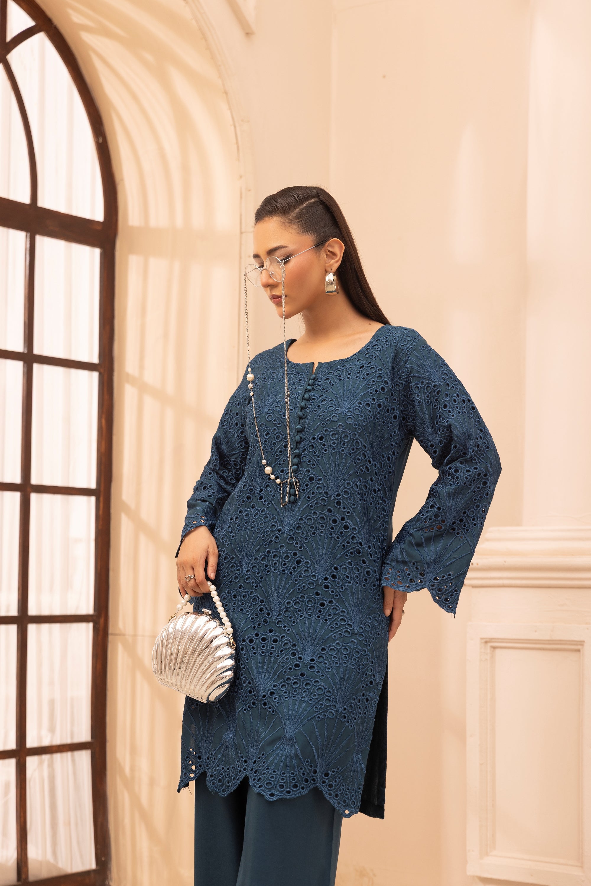 Simrans Chikankari Linen 2 Piece Co-Ord Set SIM193