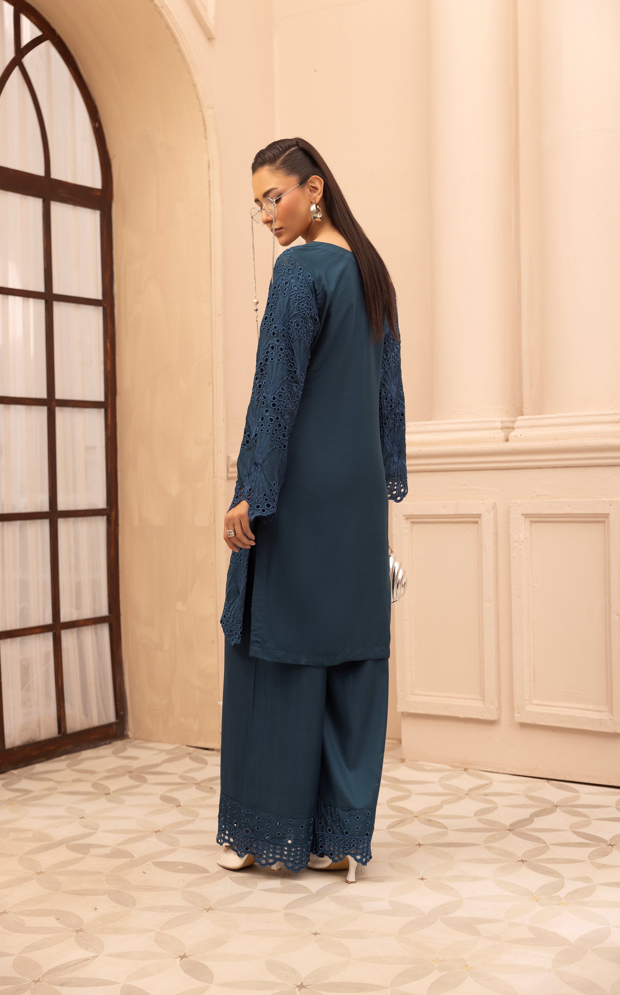 Simrans Chikankari Linen 2 Piece Co-Ord Set SIM193