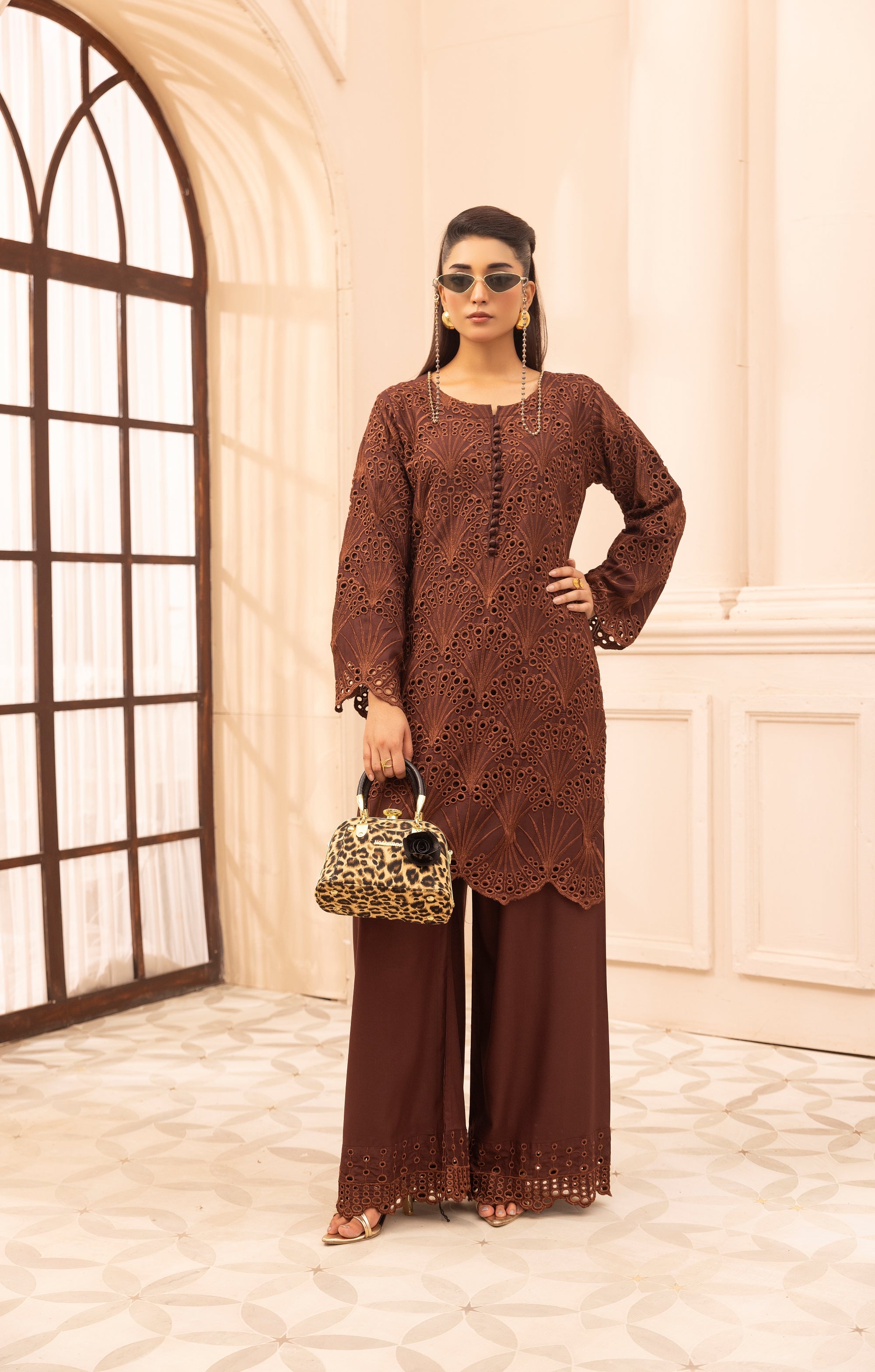 Simrans Chikankari Linen 2 Piece Co-Ord Set SIM194