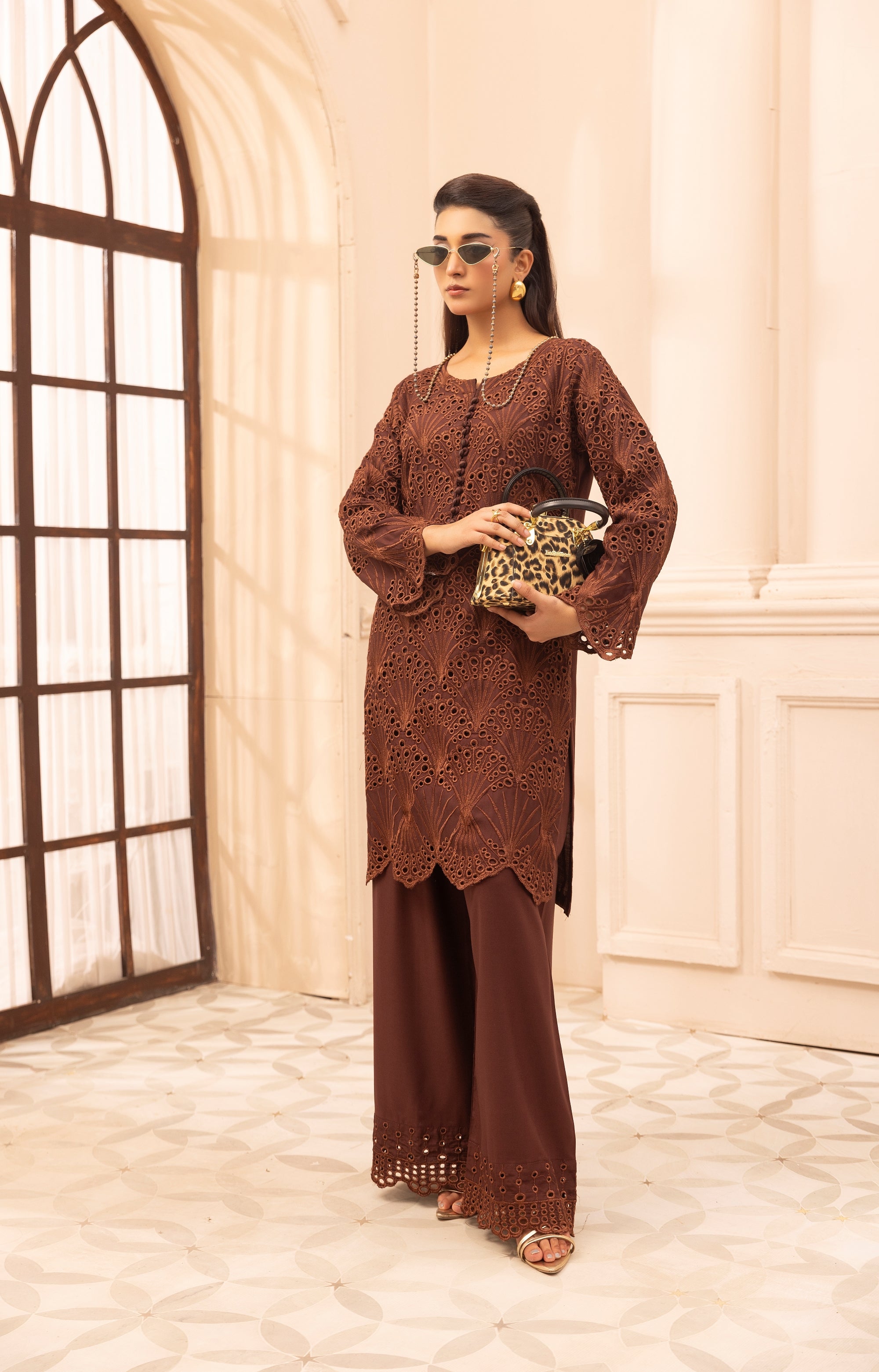 Simrans Chikankari Linen 2 Piece Co-Ord Set SIM194