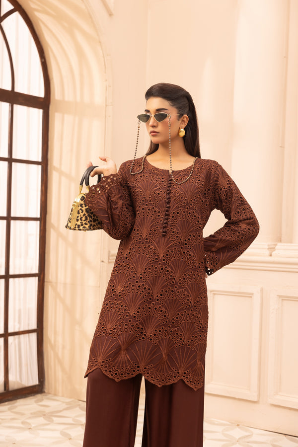 Simrans Chikankari Linen 2 Piece Co-Ord Set SIM194