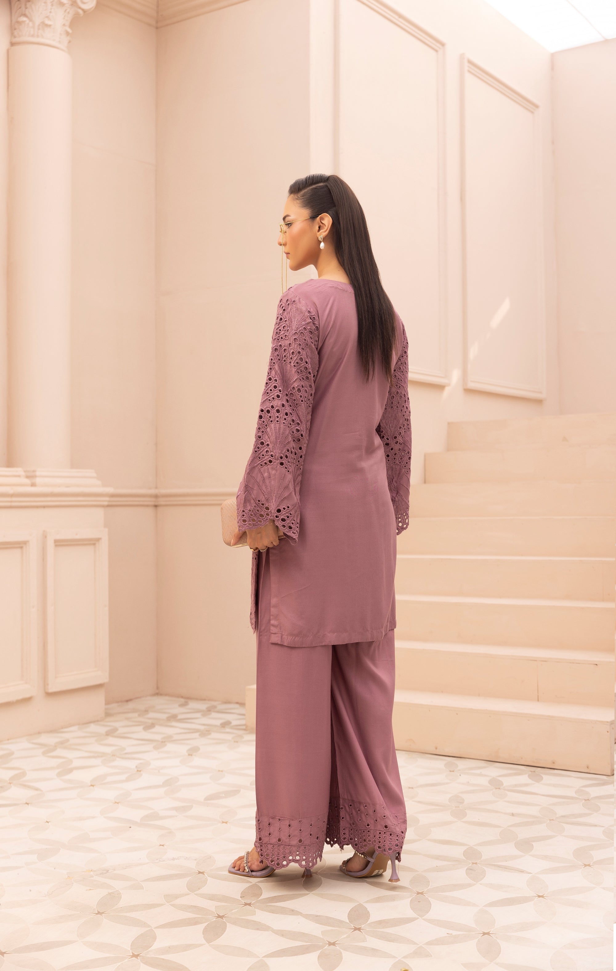 Simrans Chikankari Linen 2 Piece Co-Ord Set SIM195