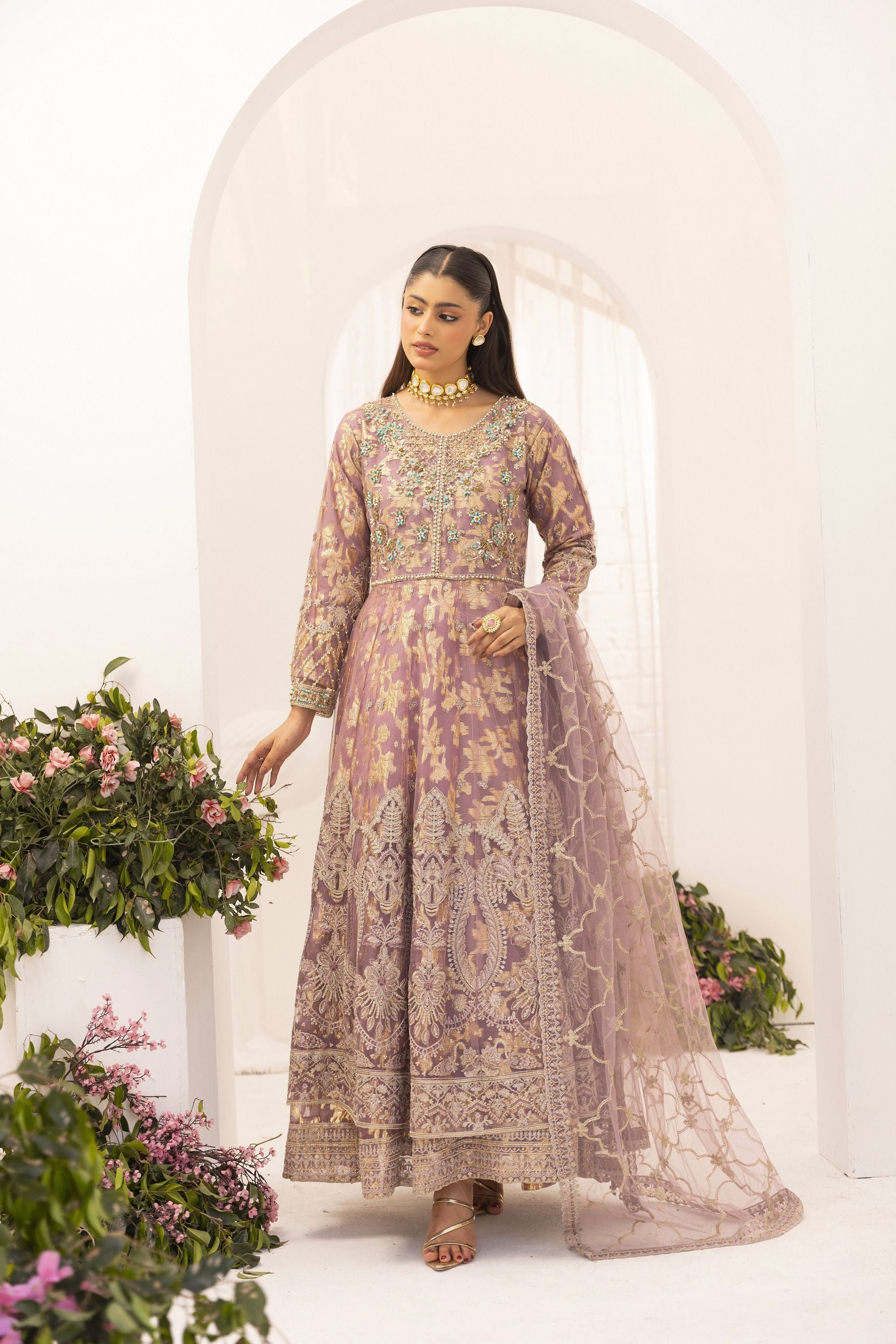 Simrans Embellished Net Anarkali Layered Maxi Dress SIM205