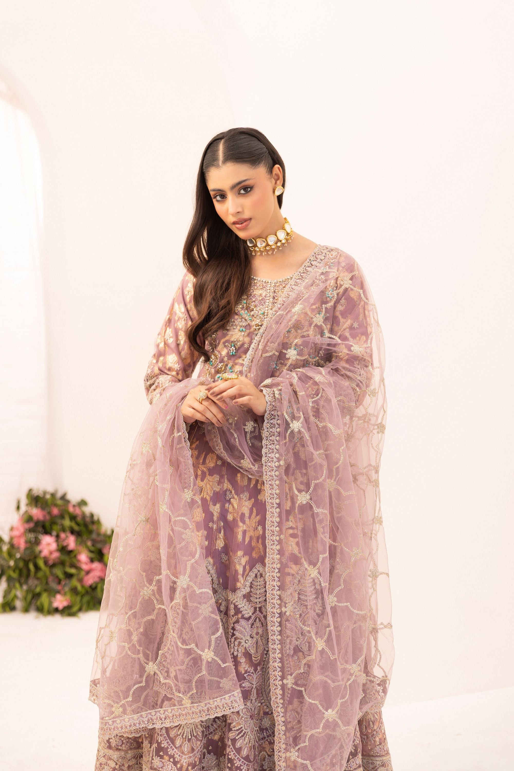 Simrans Embellished Net Anarkali Layered Maxi Dress SIM205
