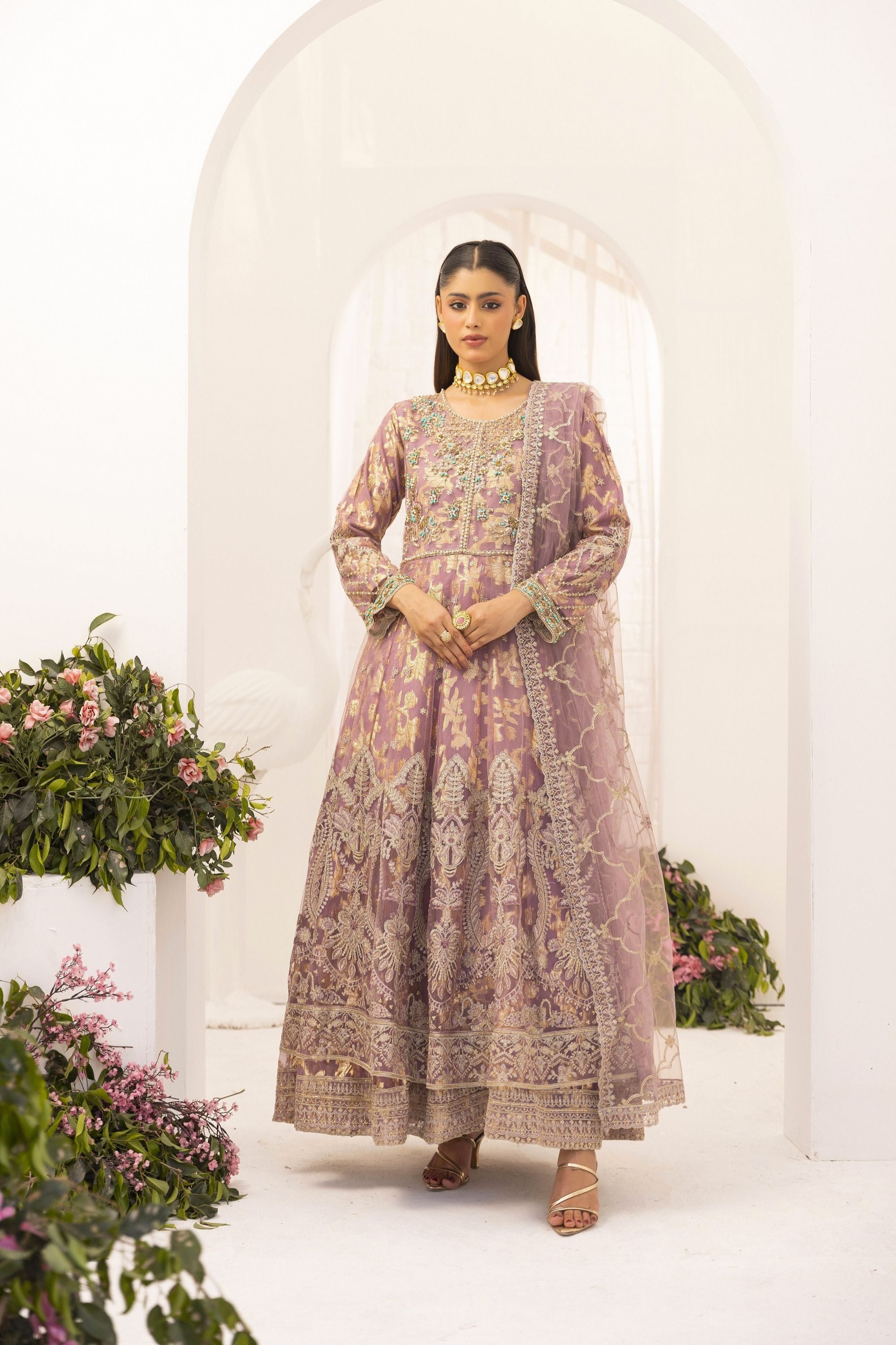 Simrans Embellished Net Anarkali Layered Maxi Dress SIM205