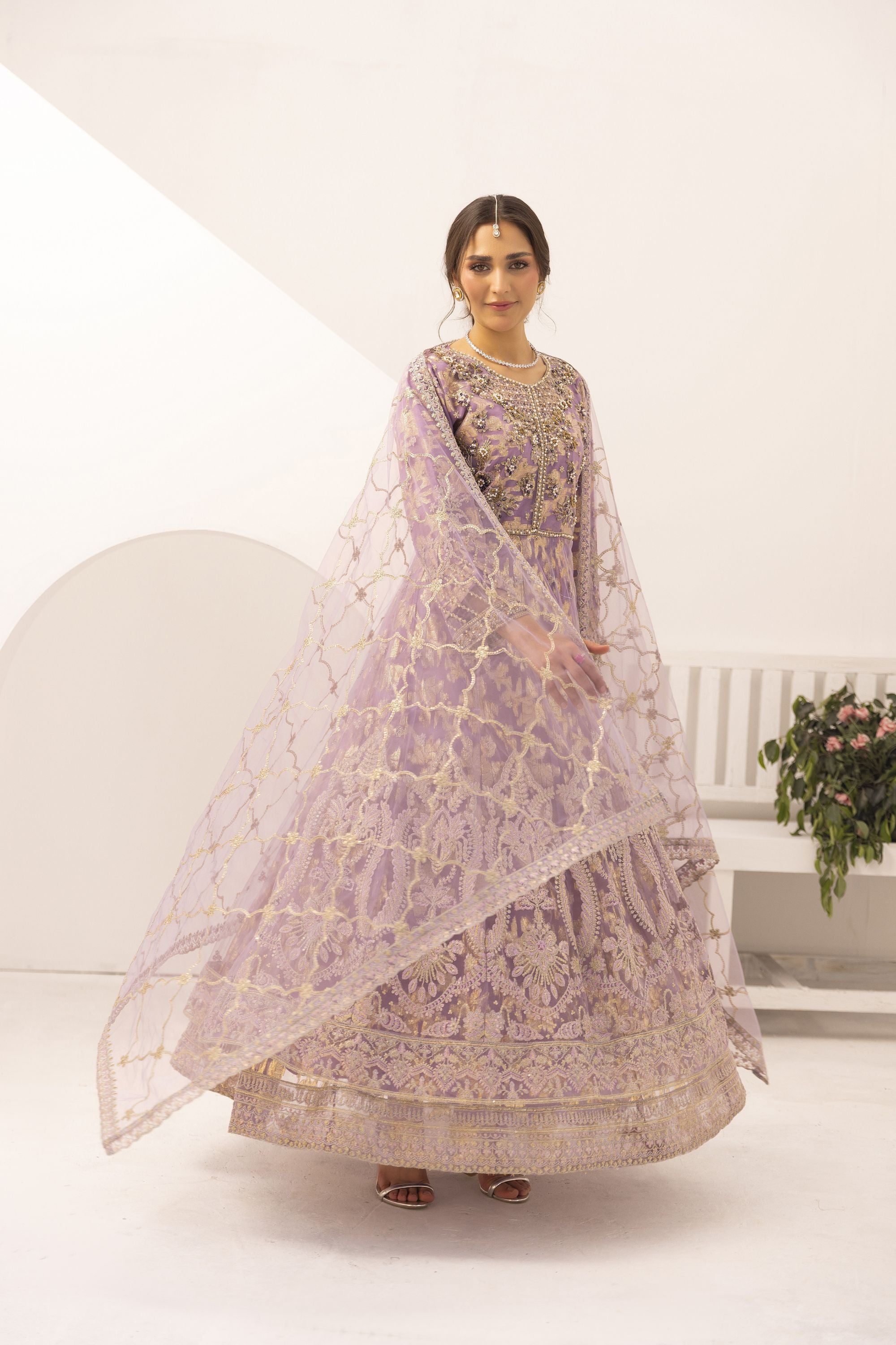 Simrans Embellished Net Anarkali Layered Maxi Dress SIM207