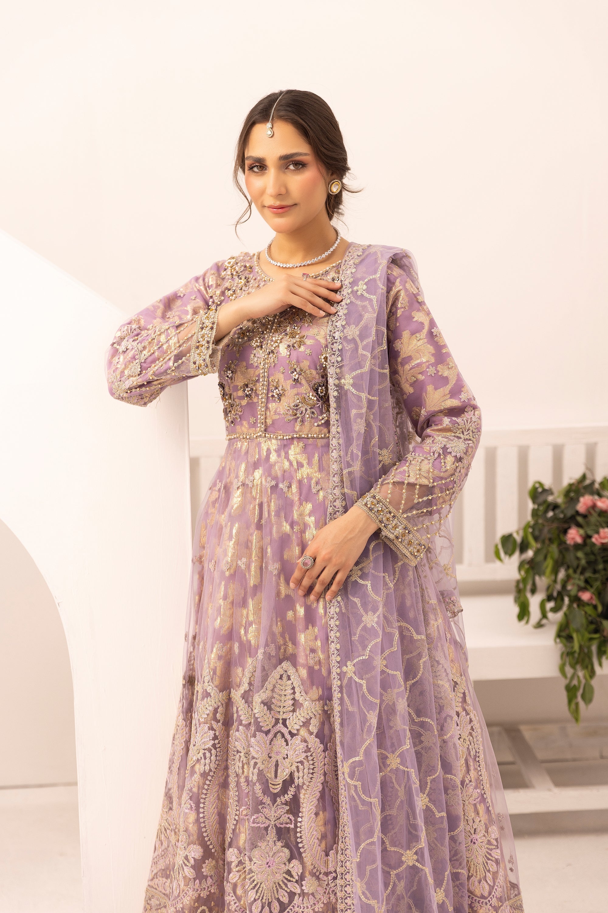 Simrans Embellished Net Anarkali Layered Maxi Dress SIM207