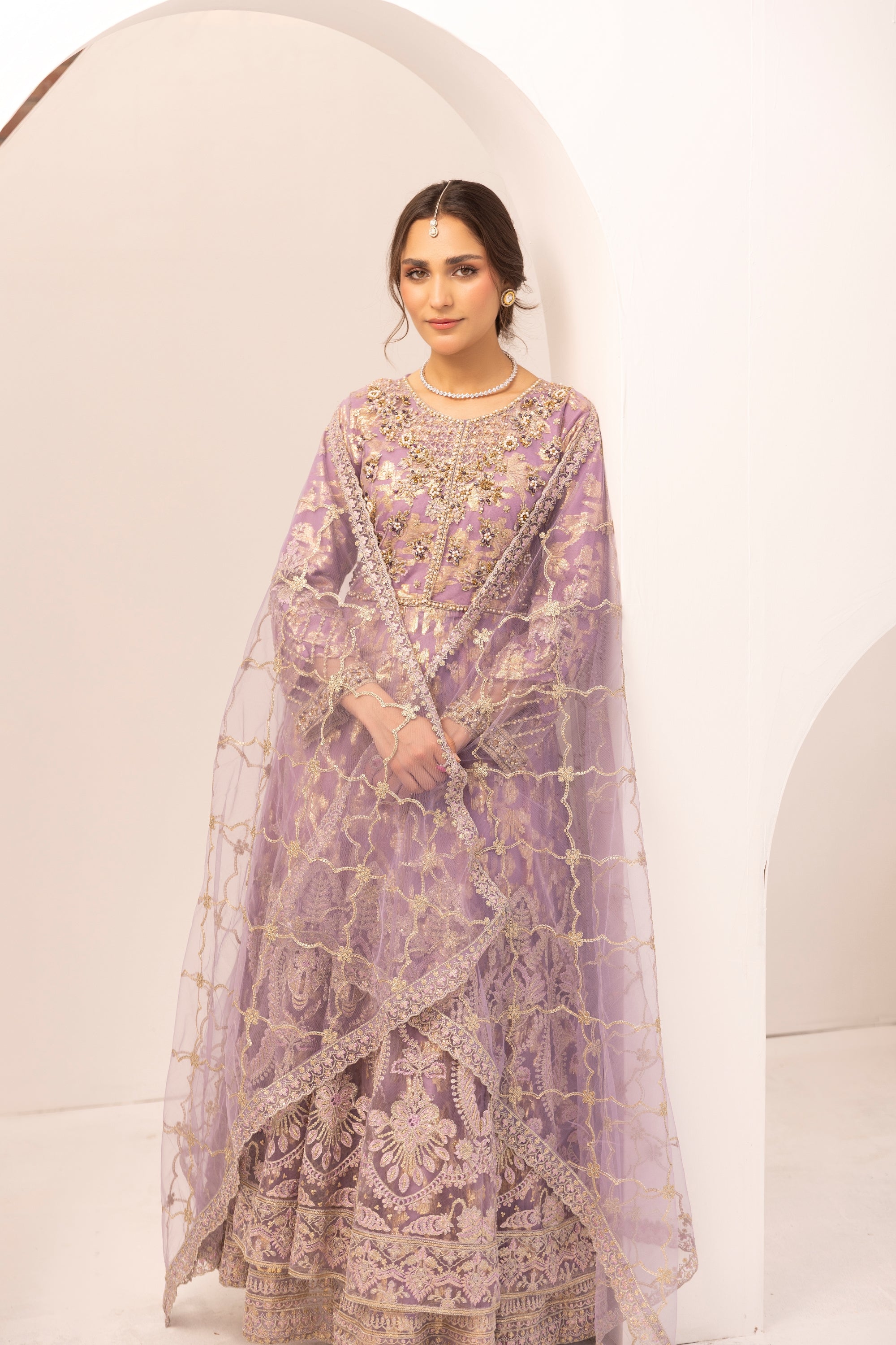 Simrans Embellished Net Anarkali Layered Maxi Dress SIM207