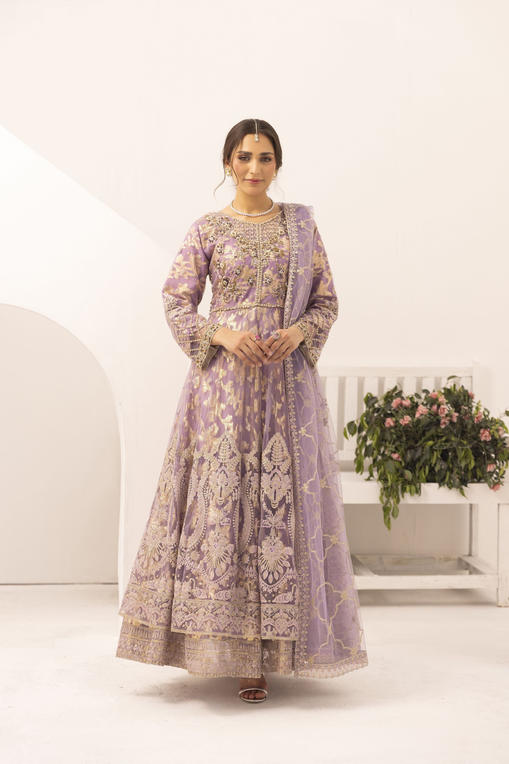 Simrans Embellished Net Anarkali Layered Maxi Dress SIM207