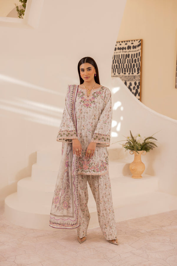 Simrans Embroidered Lawn 3 Piece Farshi Shalwar Suit SIM208