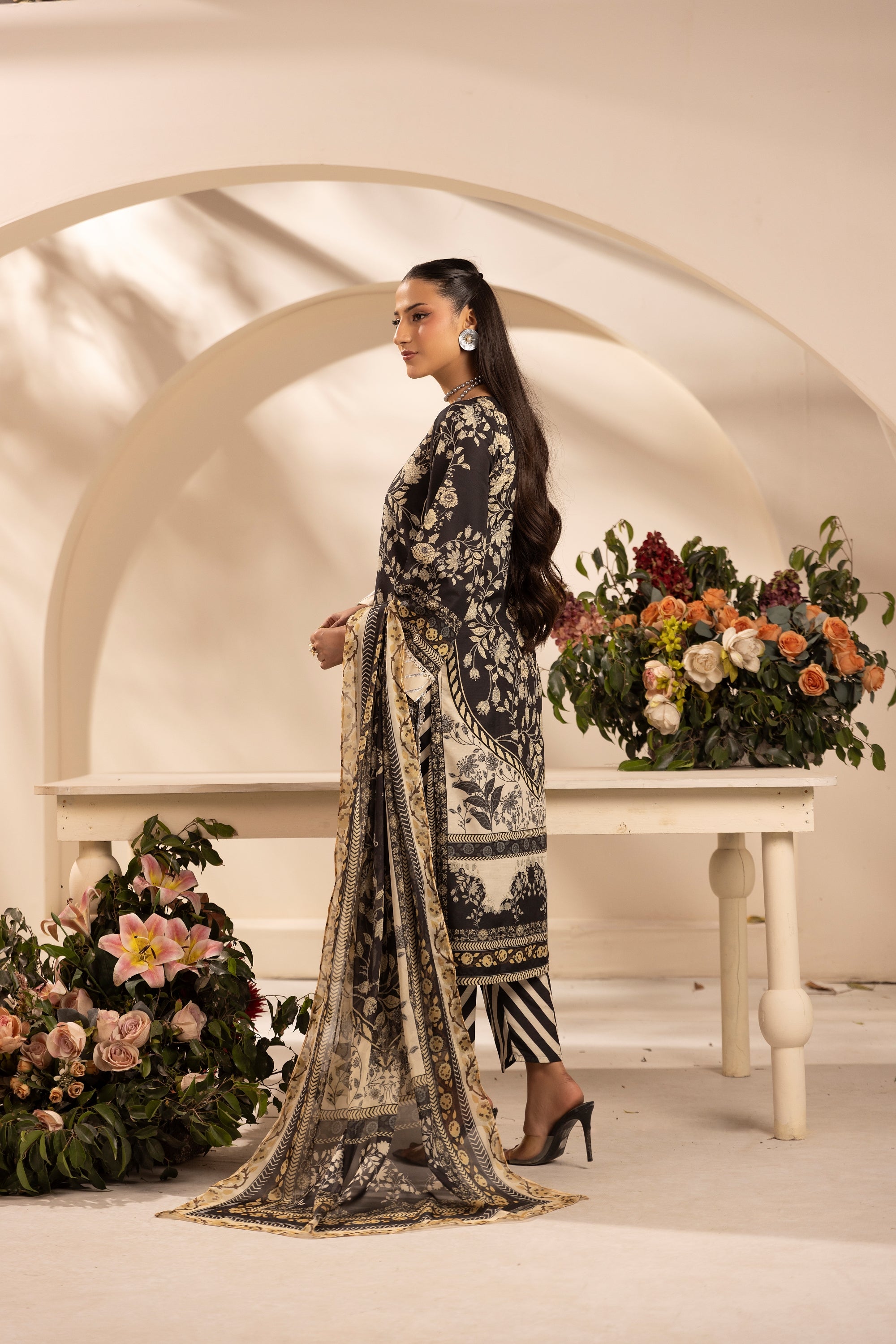 Simrans Printed Raw Silk 3 Piece Suit SIM192