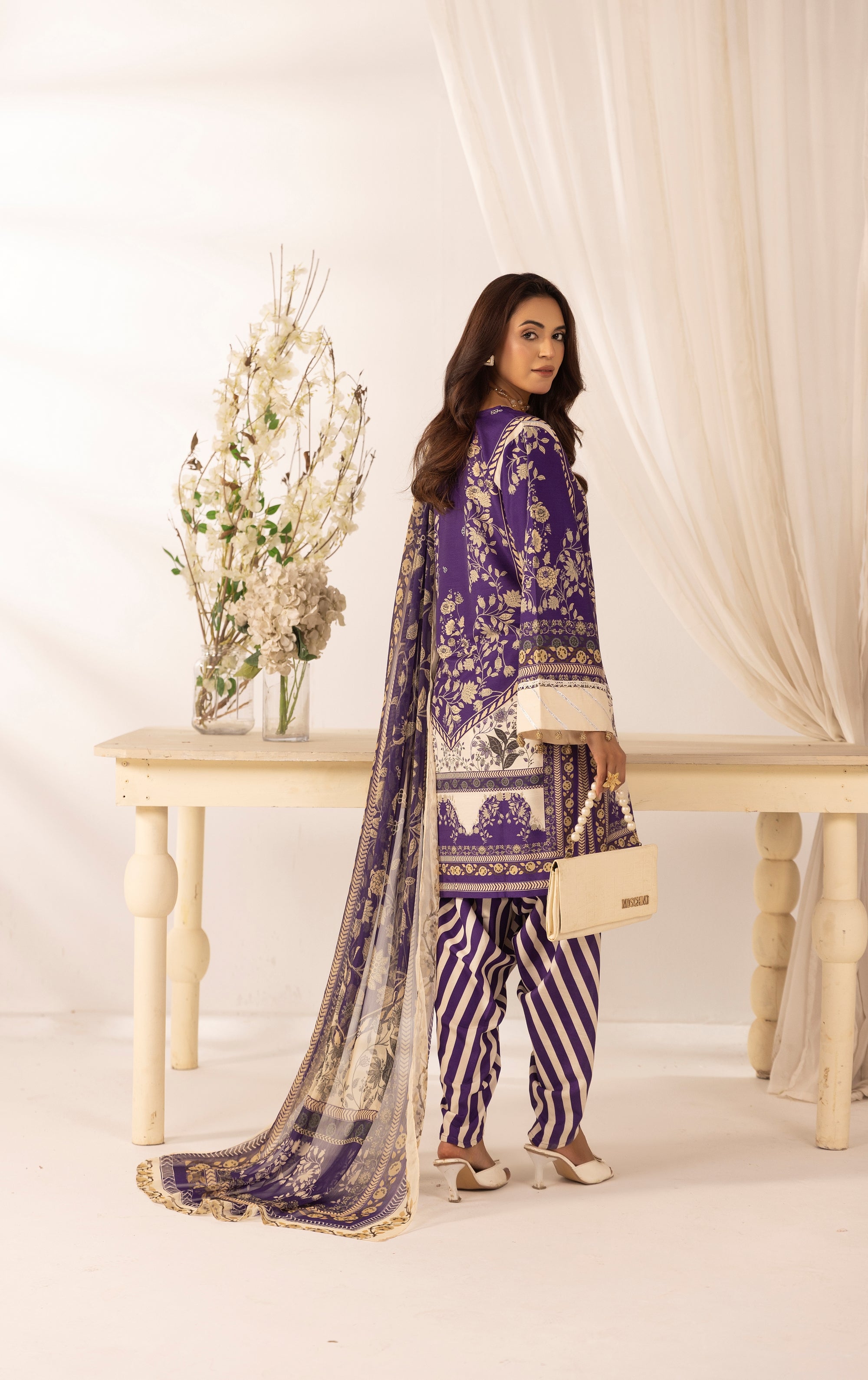 Simrans Printed Raw Silk 3 Piece Suit SIM189