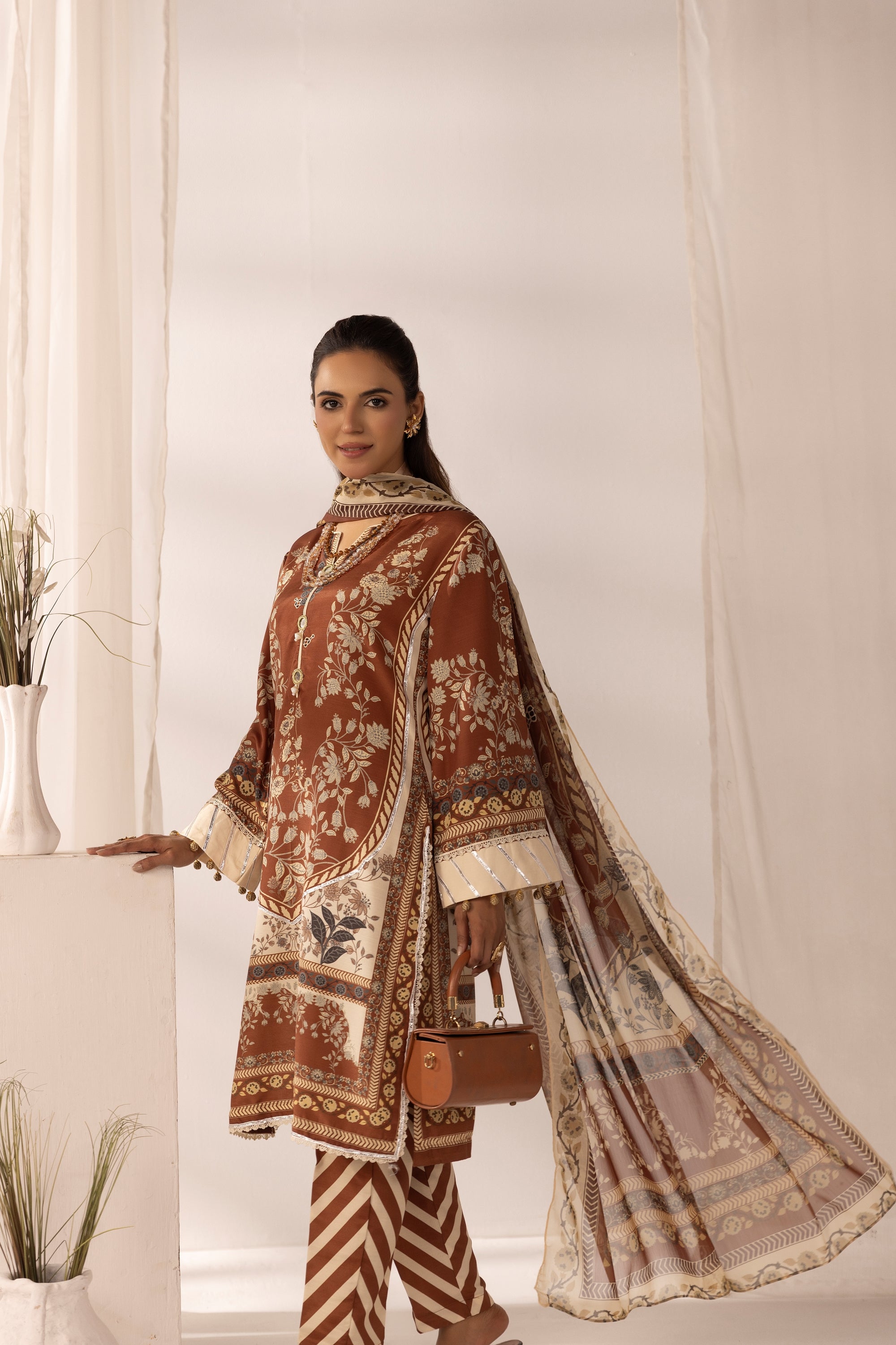 Simrans Printed Raw Silk 3 Piece Suit SIM191