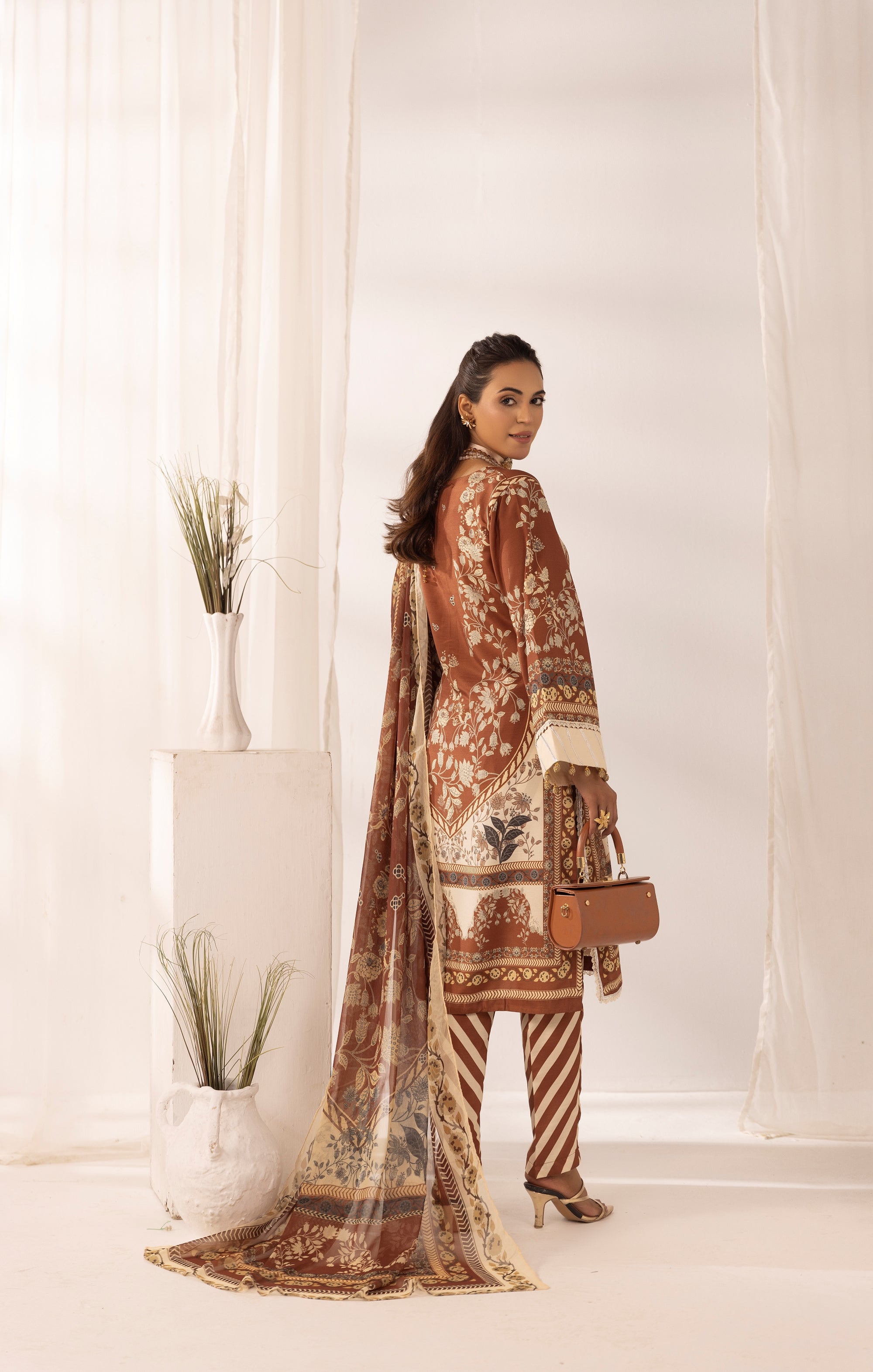 Simrans Printed Raw Silk 3 Piece Suit SIM191