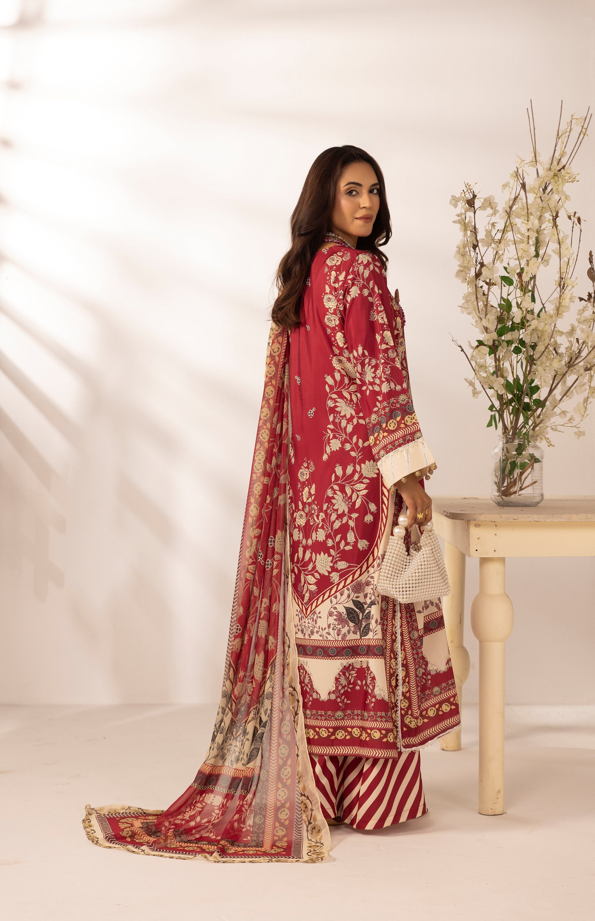 Simrans Printed Raw Silk 3 Piece Suit SIM190