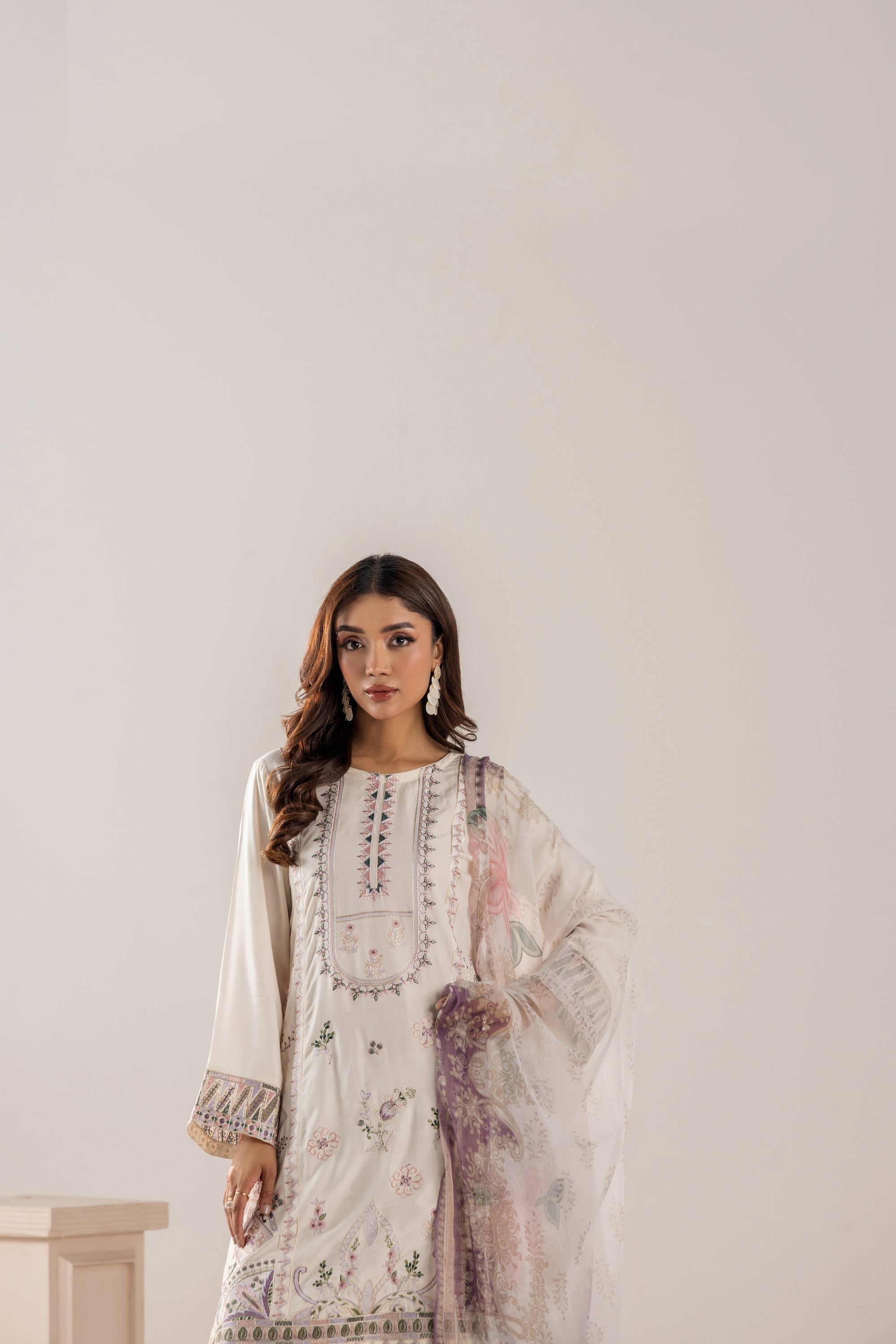 Traditional Threads Embroidered Linen 3 Piece Sharara TRA30