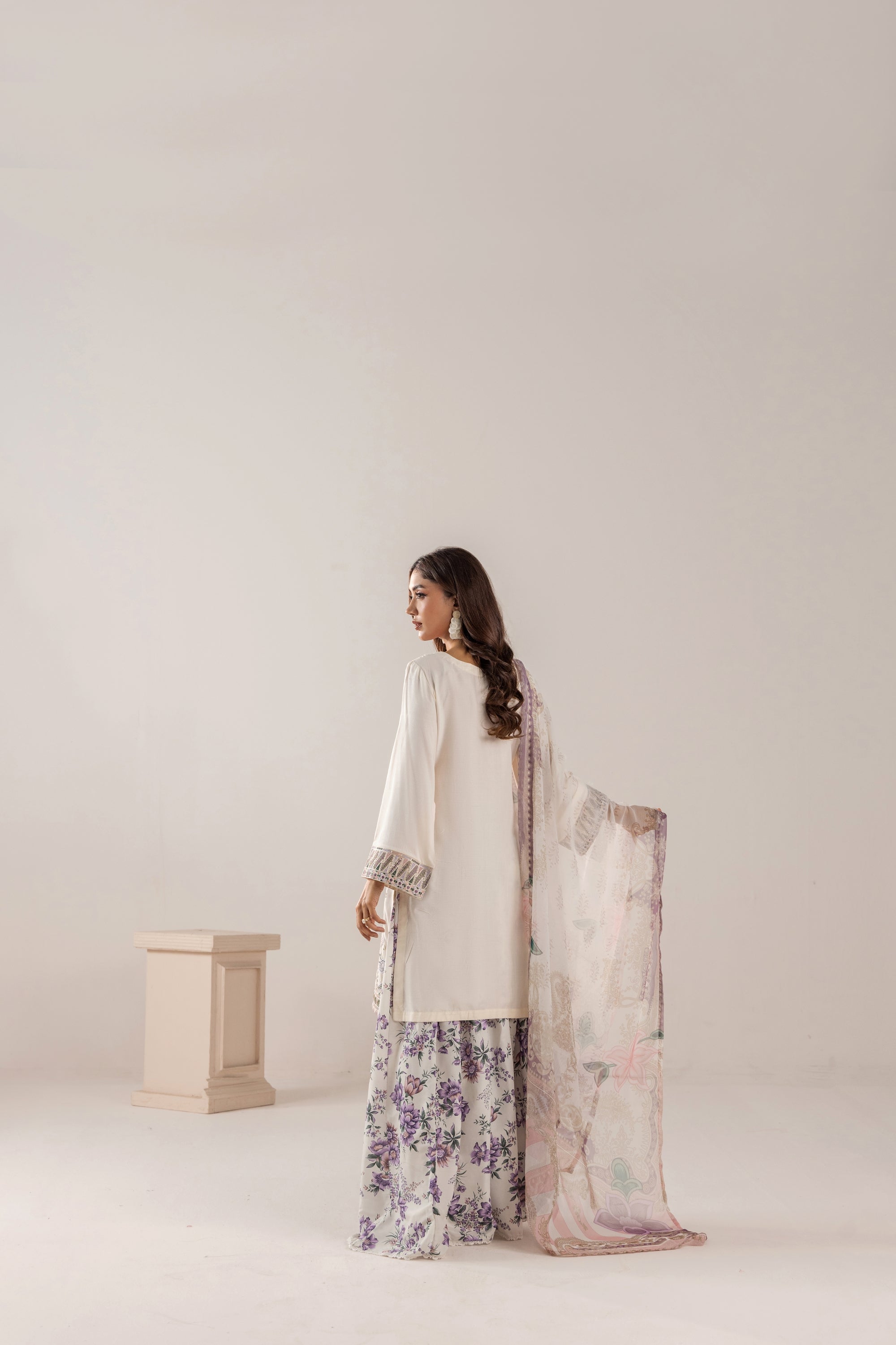 Traditional Threads Embroidered Linen 3 Piece Sharara TRA30