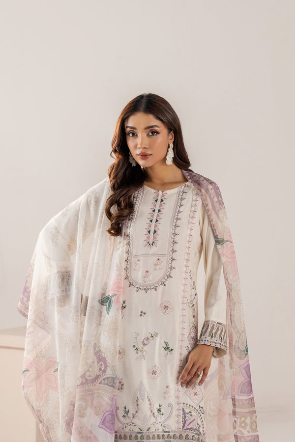 Traditional Threads Embroidered Linen 3 Piece Sharara TRA30