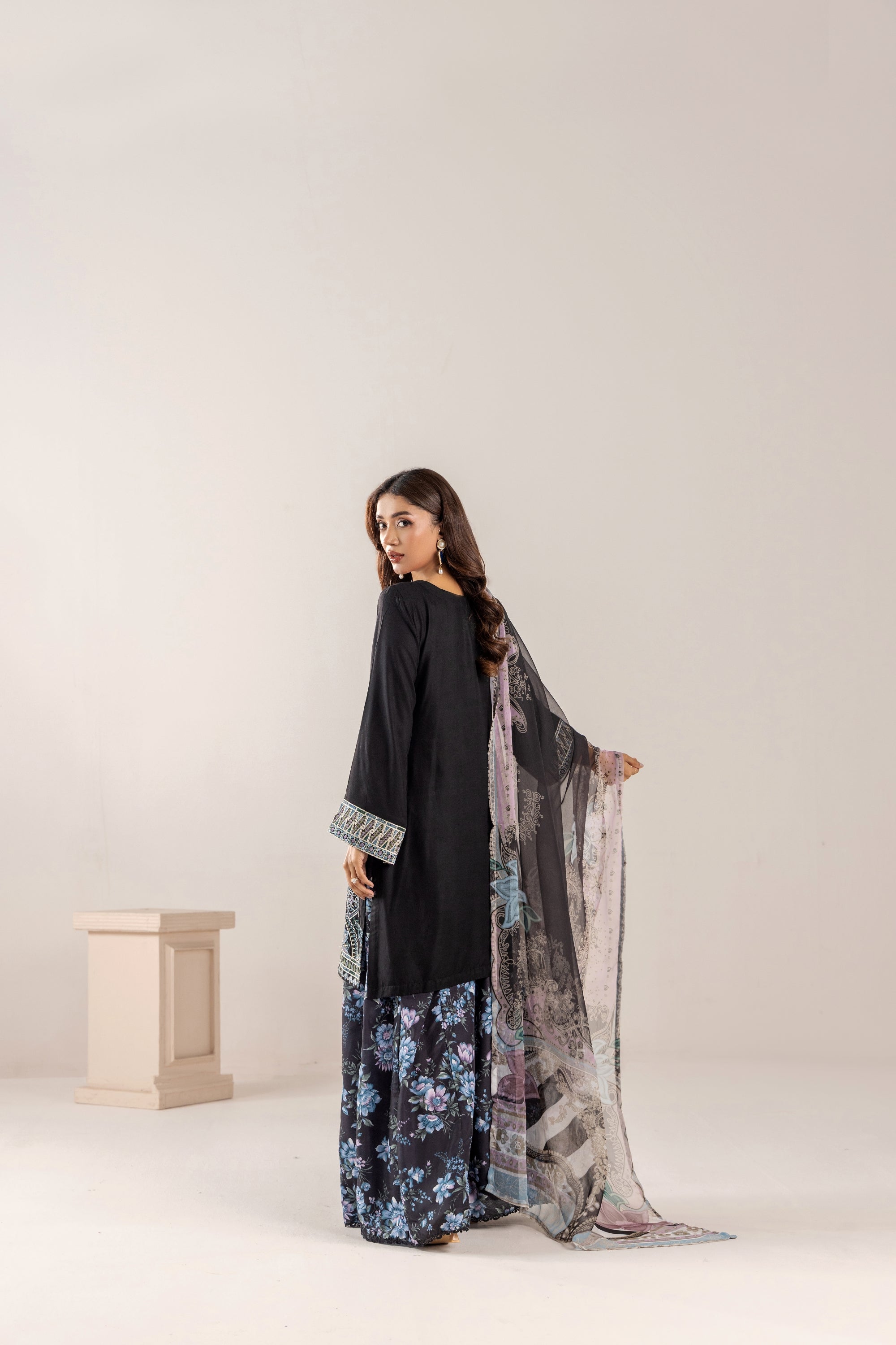 Traditional Threads Embroidered Linen 3 Piece Sharara TRA31