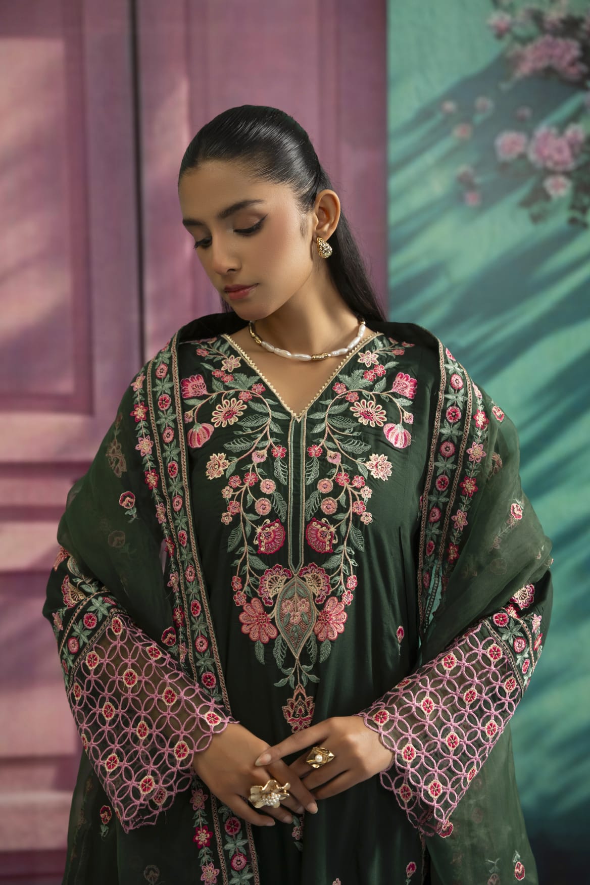 Traditional Threads Embroidered Viscose 3 Piece Suit TRA24
