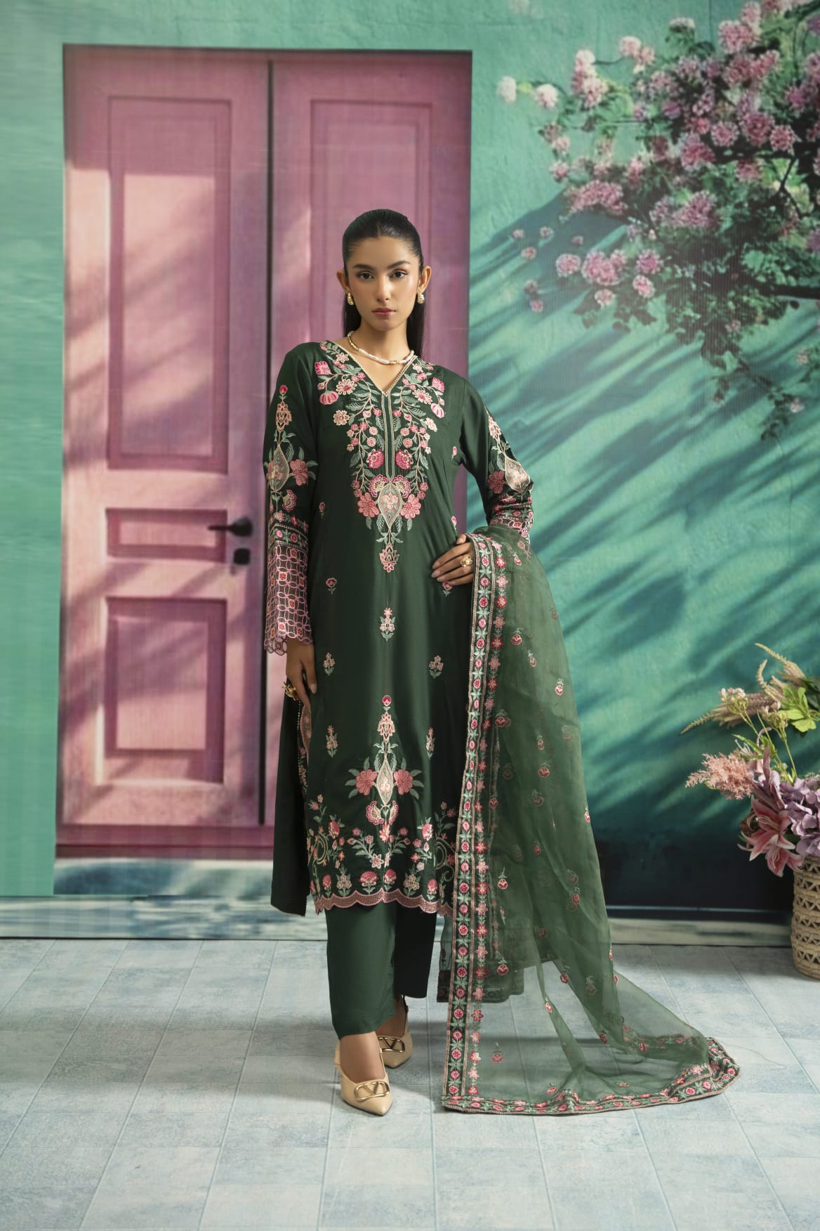 Traditional Threads Embroidered Viscose 3 Piece Suit TRA24