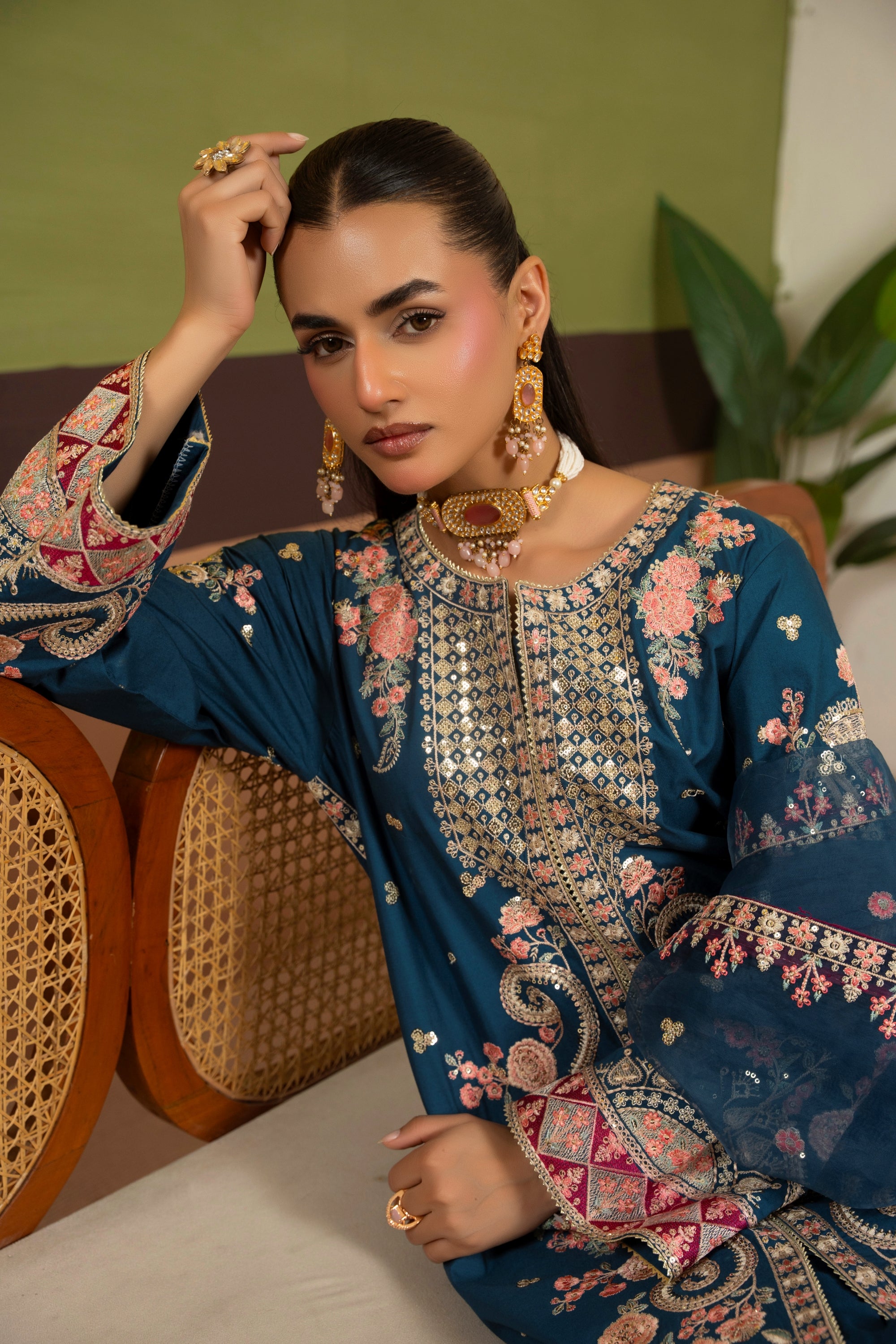 Traditional Threads Embroidered Viscose 3 Piece Sharara TRA26