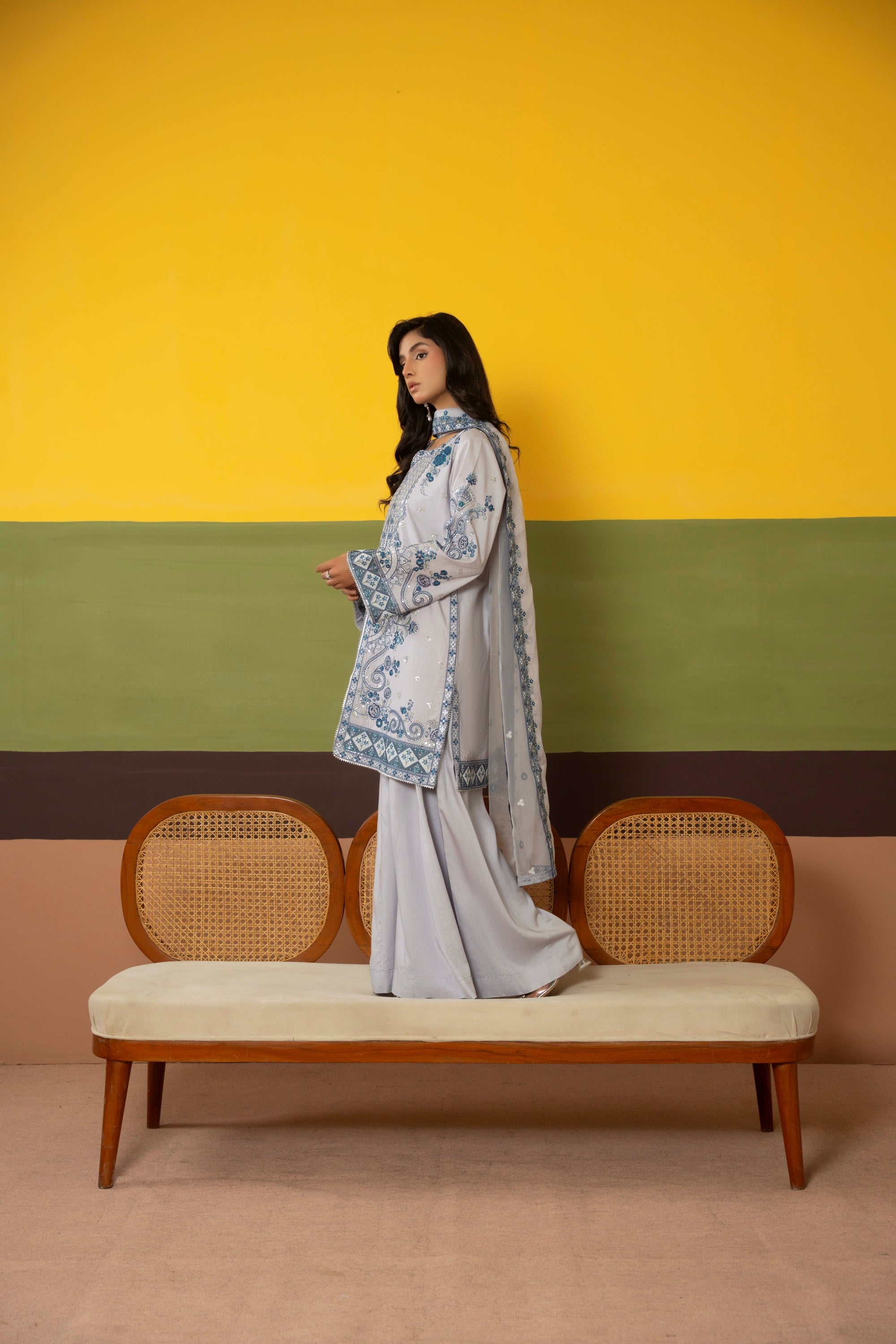 Traditional Threads Embroidered Viscose 3 Piece Sharara TRA27