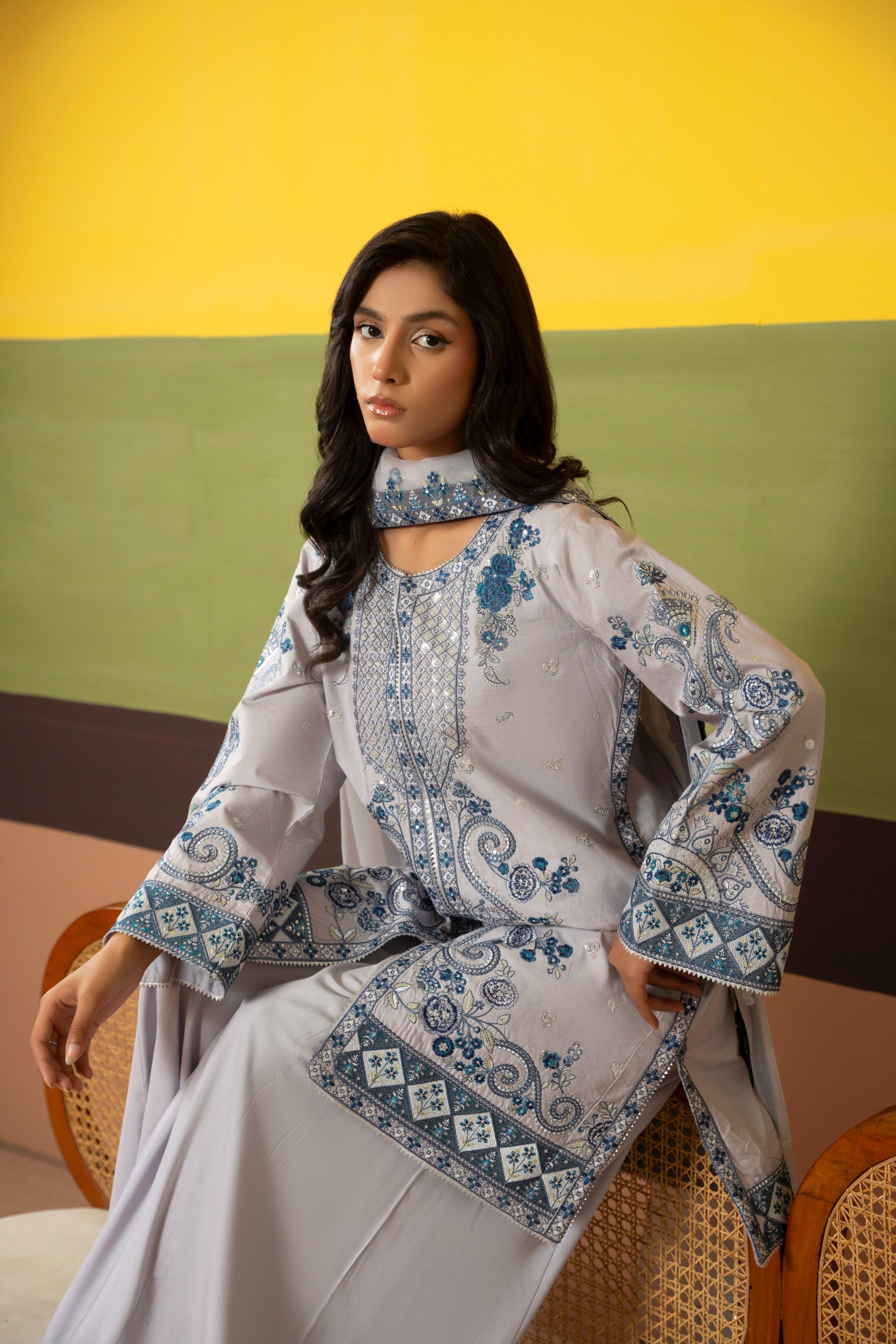 Traditional Threads Embroidered Viscose 3 Piece Sharara TRA27