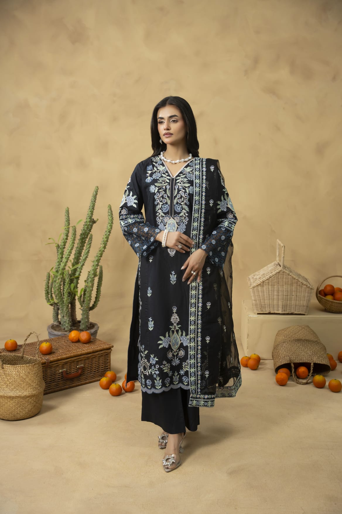 Traditional Threads Embroidered Viscose 3 Piece Suit TRA28