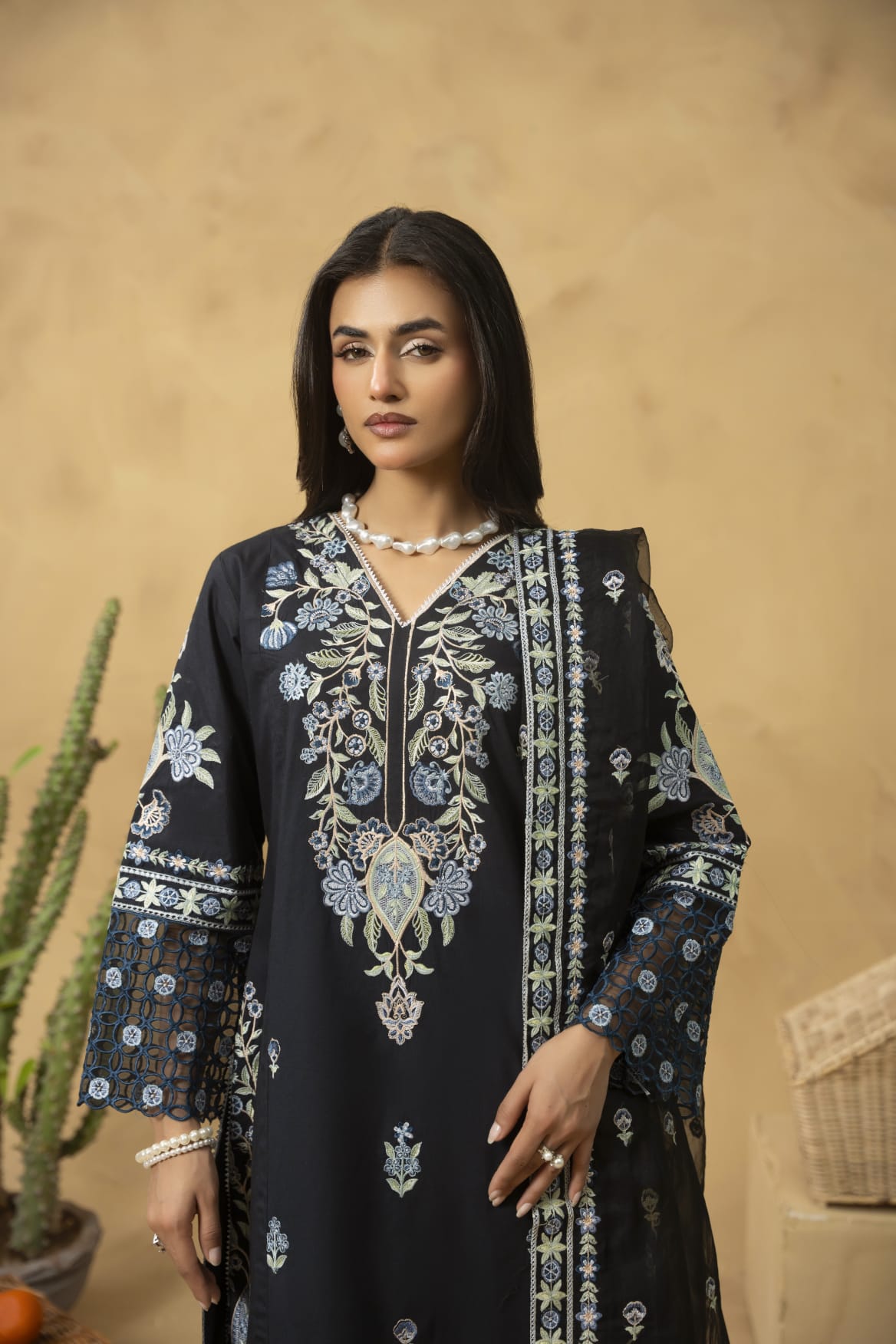 Traditional Threads Embroidered Viscose 3 Piece Suit TRA28