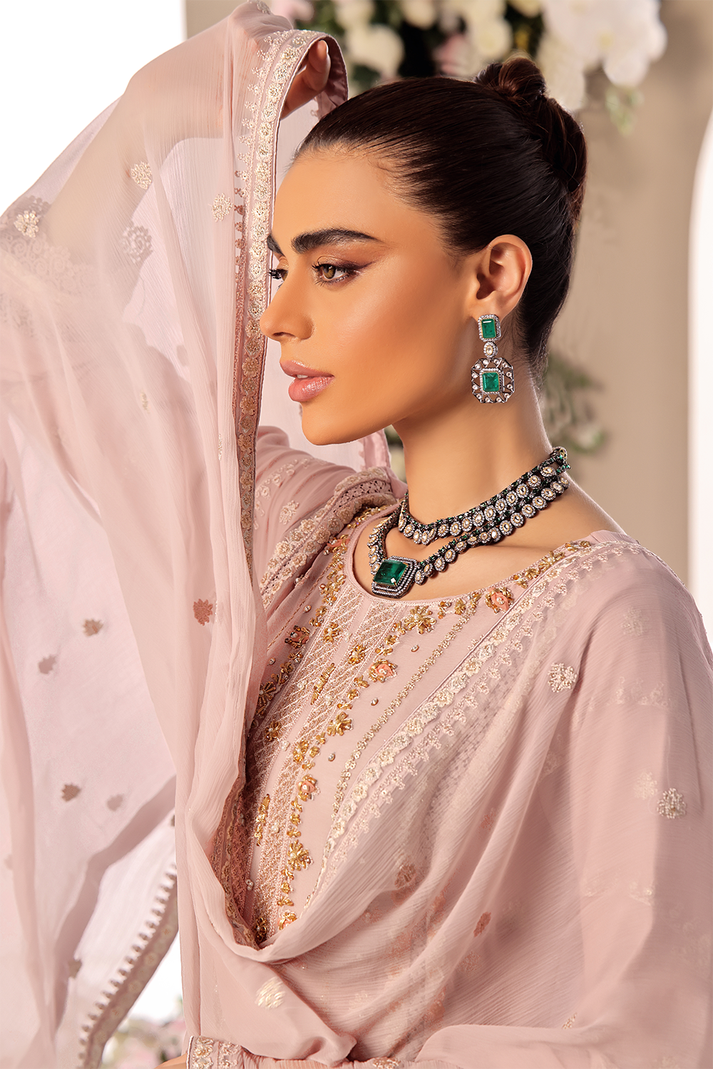 Wardah Uzair Embellished Chiffon Suit Cascade WAR40