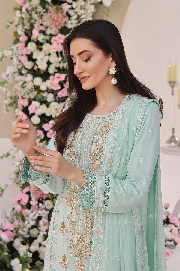 Wadah Uzair Embellished Chiffon Wedding Wear Opal WAR42