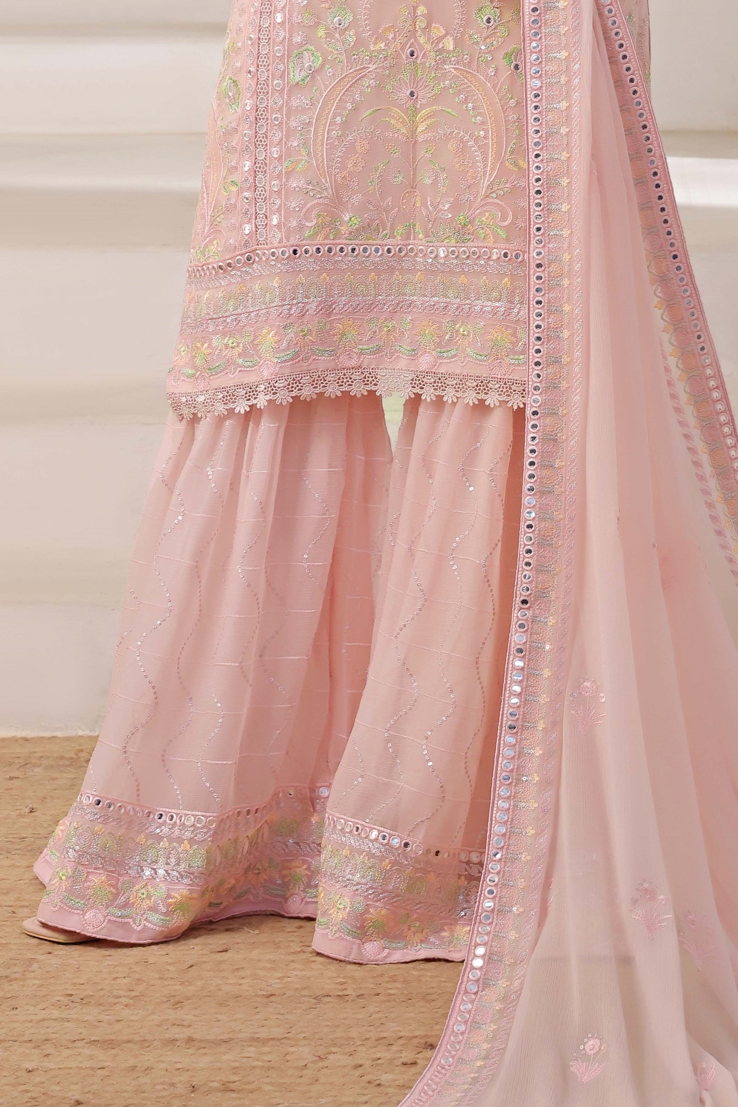 Wardah Uzair Embroidered Chiffon Gharara WAR61