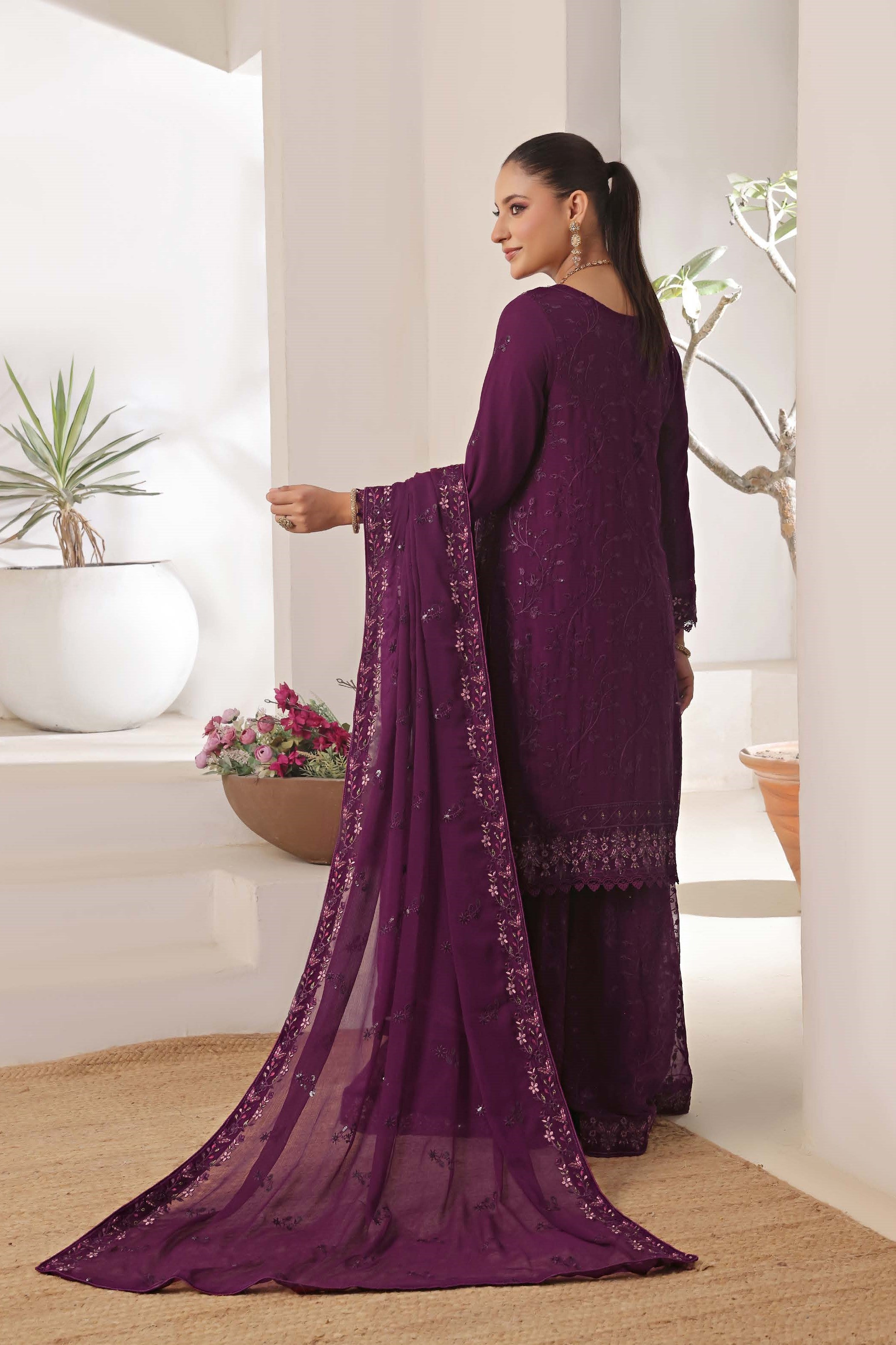 Wardah Uzair Embroidered Chiffon Gharara WAR62
