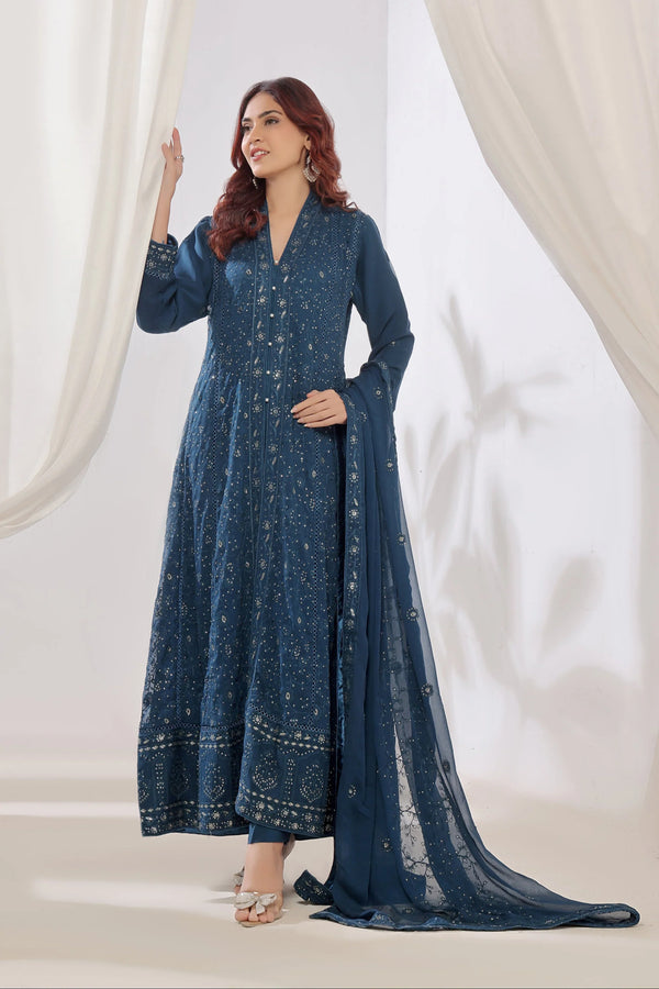 Wadah Uzair Embroidered Chiffon Gown Mehak-e-Chikankaari WAR49