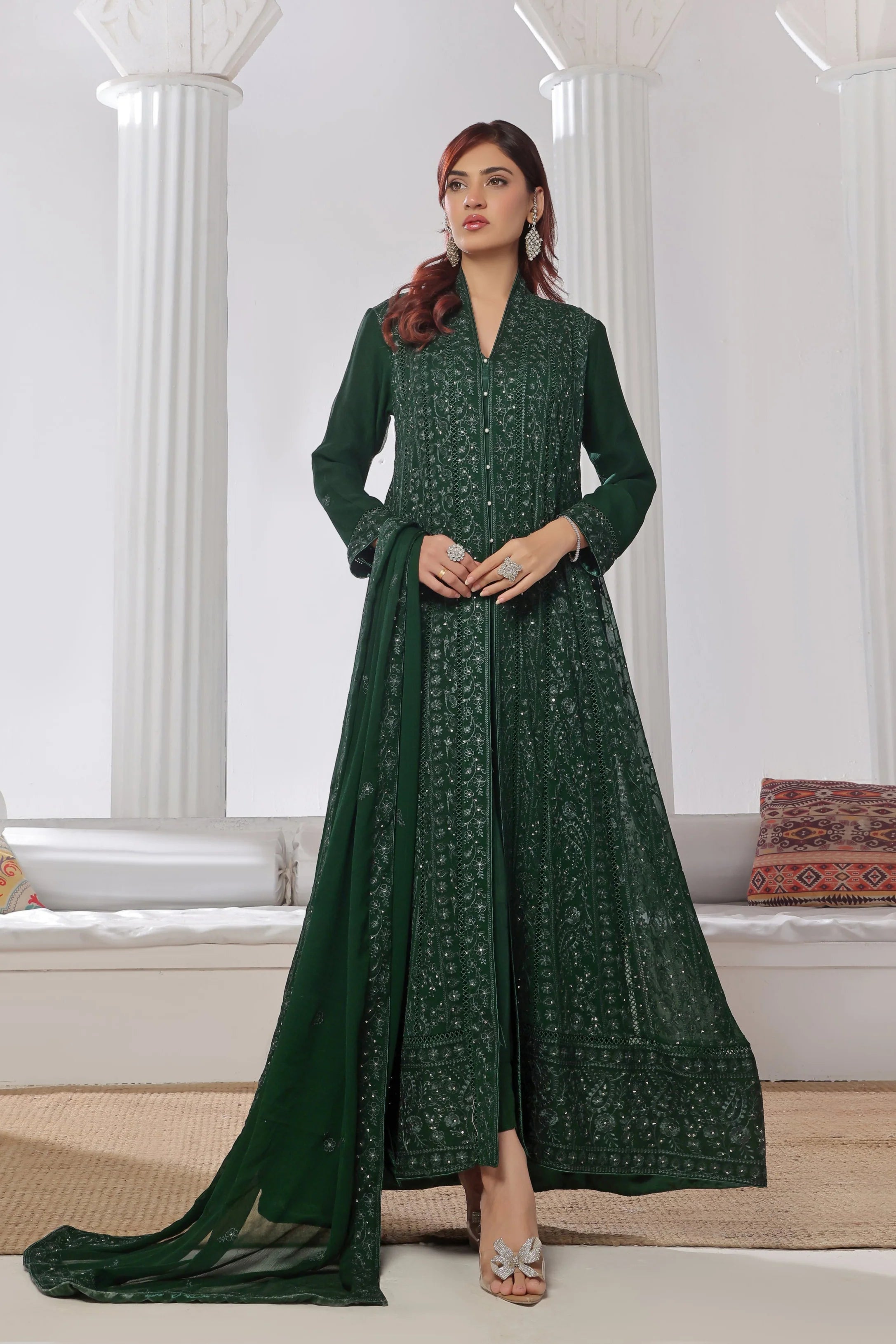 Wadah Uzair Embroidered Chiffon Gown Resham-e-Afreen WAR47