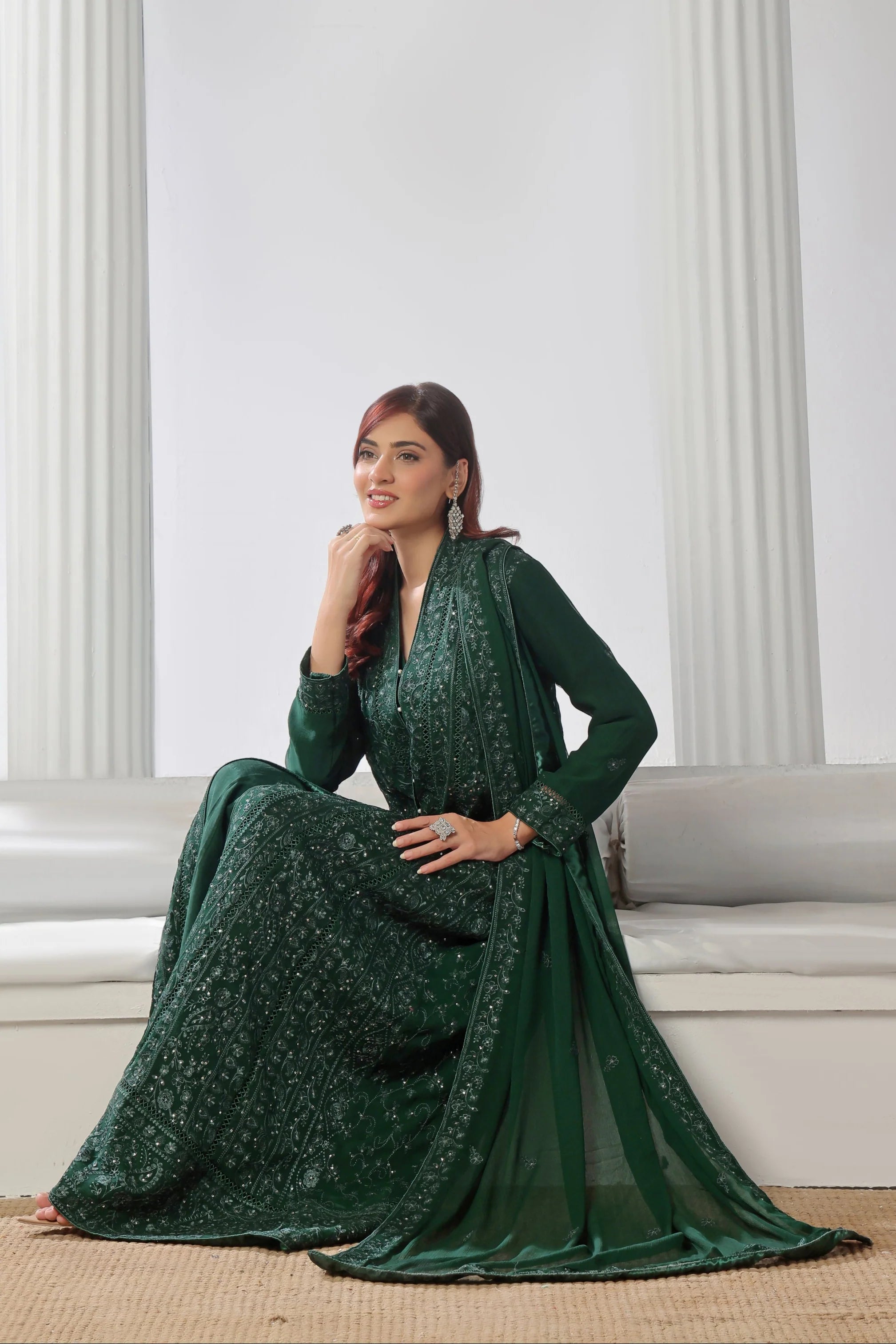 Wadah Uzair Embroidered Chiffon Gown Resham-e-Afreen WAR47