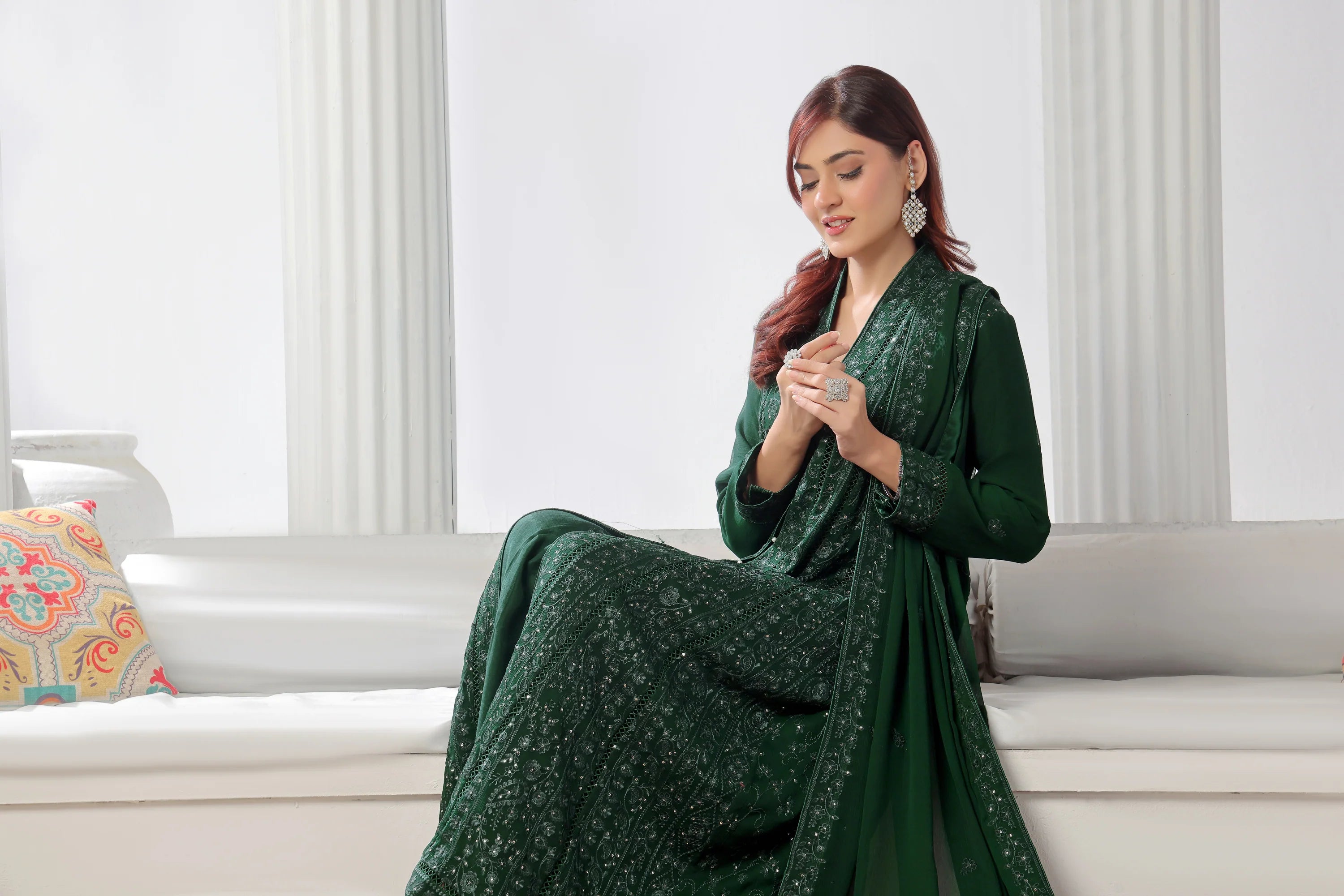 Wadah Uzair Embroidered Chiffon Gown Resham-e-Afreen WAR47