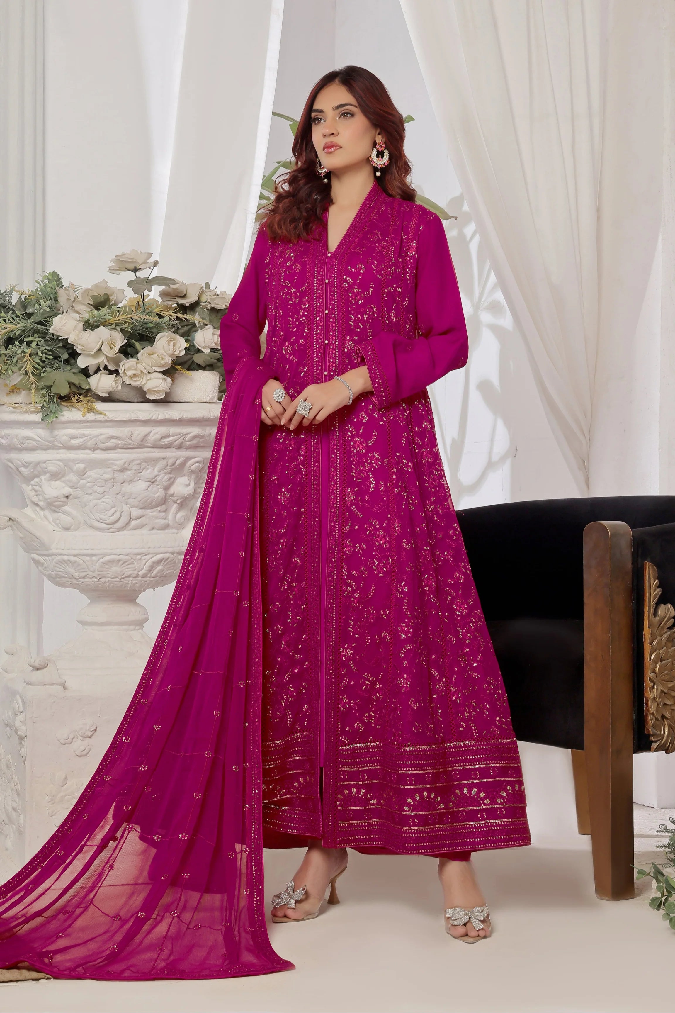 Wadah Uzair Embroidered Chiffon Gown Rang-e-Ishq WAR48