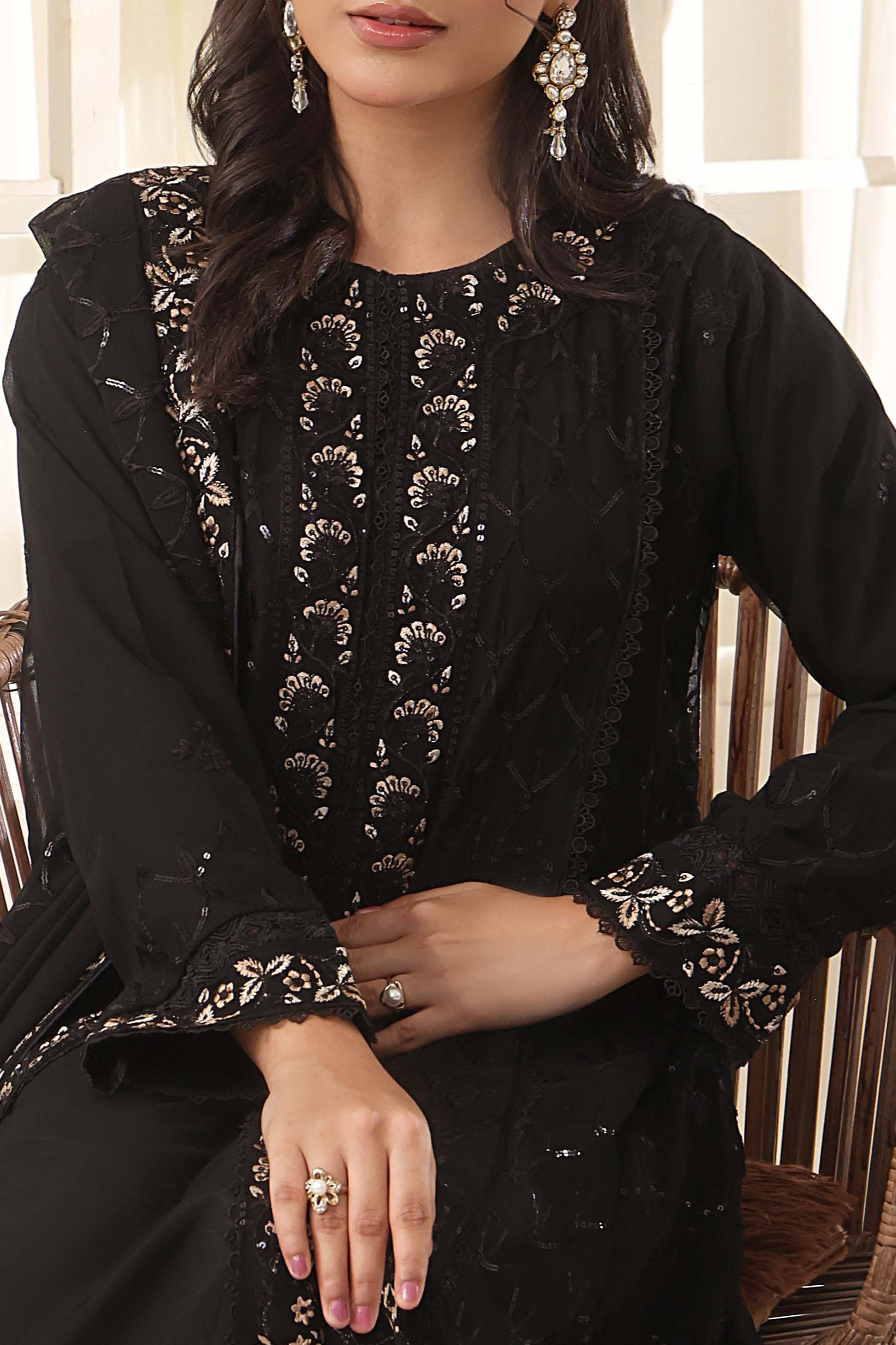 Wardah Uzair Embroidered Chiffon Gown Maxi Dress WAR66