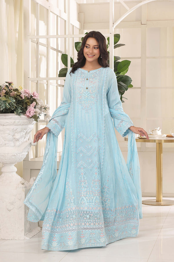 Wardah Uzair Embroidered Chiffon Gown Maxi Dress WAR67