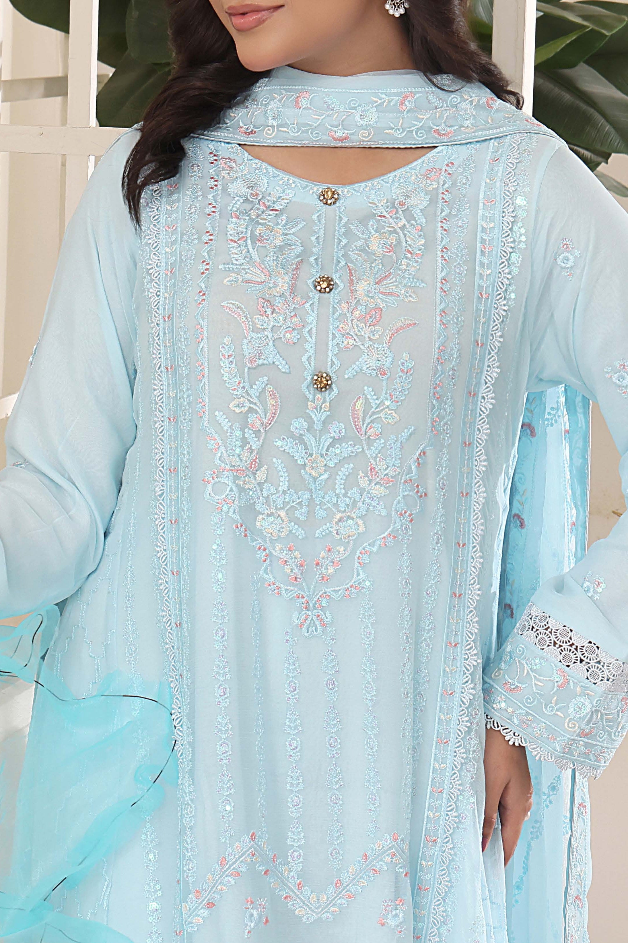 Wardah Uzair Embroidered Chiffon Gown Maxi Dress WAR67