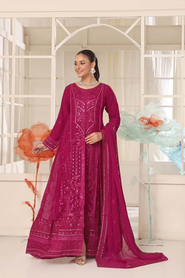 Wardah Uzair Embroidered Chiffon Gown Maxi Dress WAR68