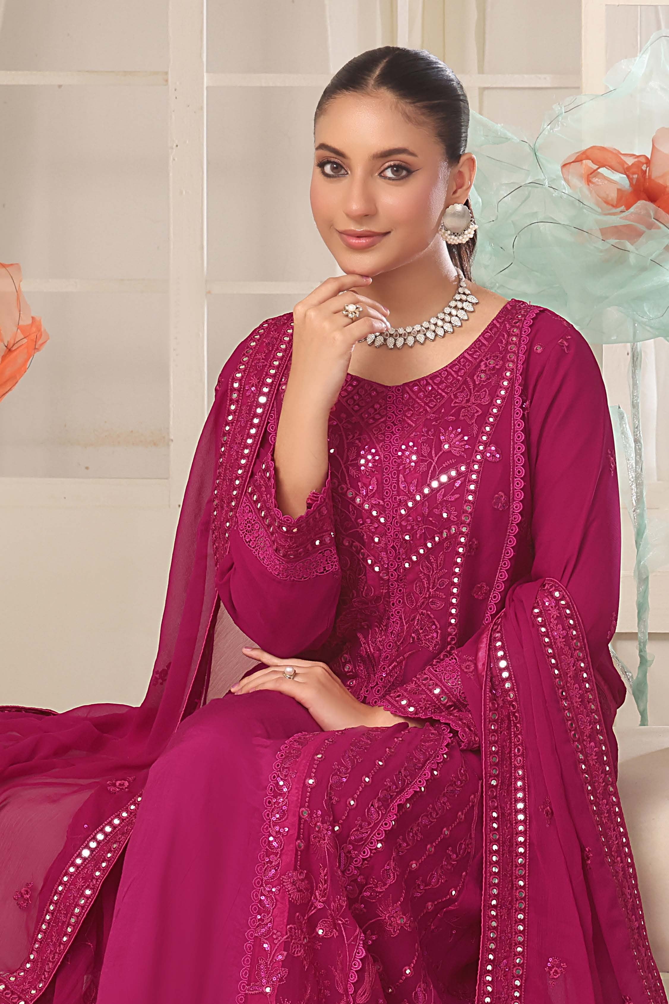 Wardah Uzair Embroidered Chiffon Gown Maxi Dress WAR68