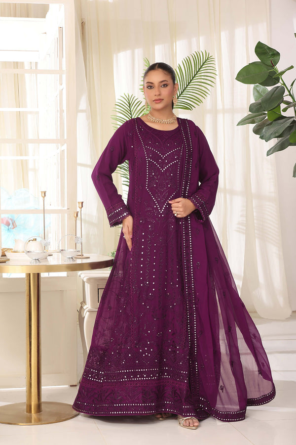 Wardah Uzair Embroidered Chiffon Gown Maxi Dress WAR69