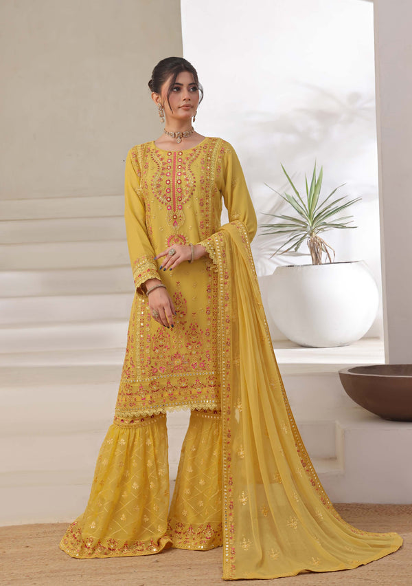 Wardah Uzair Embroidered Chiffon Gharara WAR63